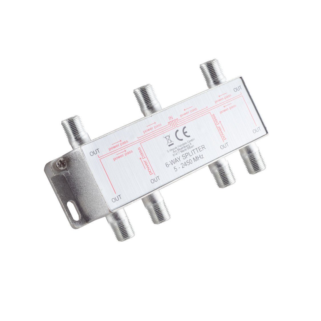 S/CONN maximum connectivity® Koax-Kabelverbinder F-Serie; Stammverteiler; 6-fach; 5-2400 MHz DC