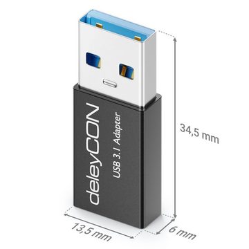 deleyCON deleyCON 2x USB3.1 Adapter USB A zu USB C-Buchse 5Gbit/s Aluminium USB-Adapter