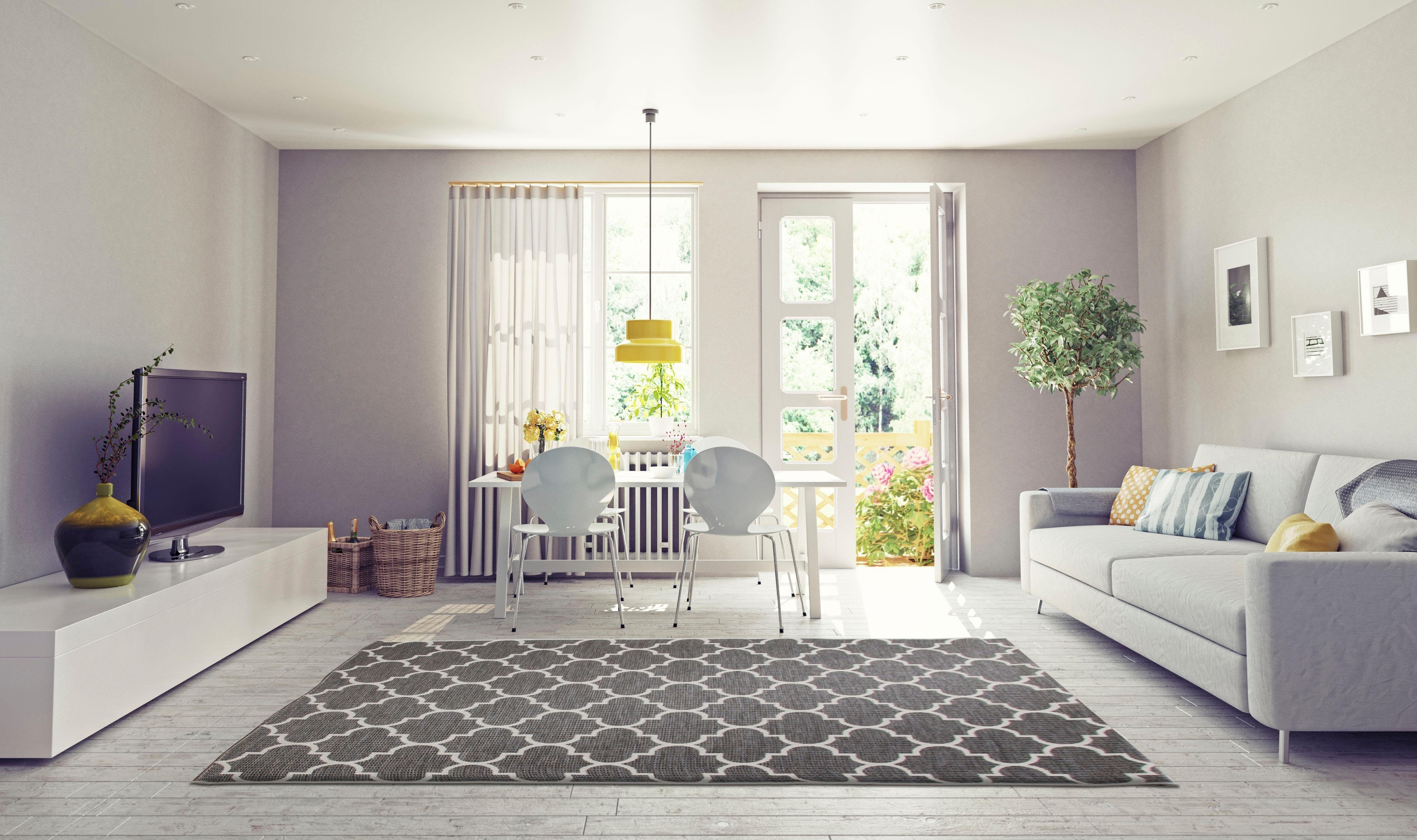 Teppich Valon, andas, rechteckig, 7 geeignet, grau Outdoor und Indoor mm, Höhe: Wohnzimmer