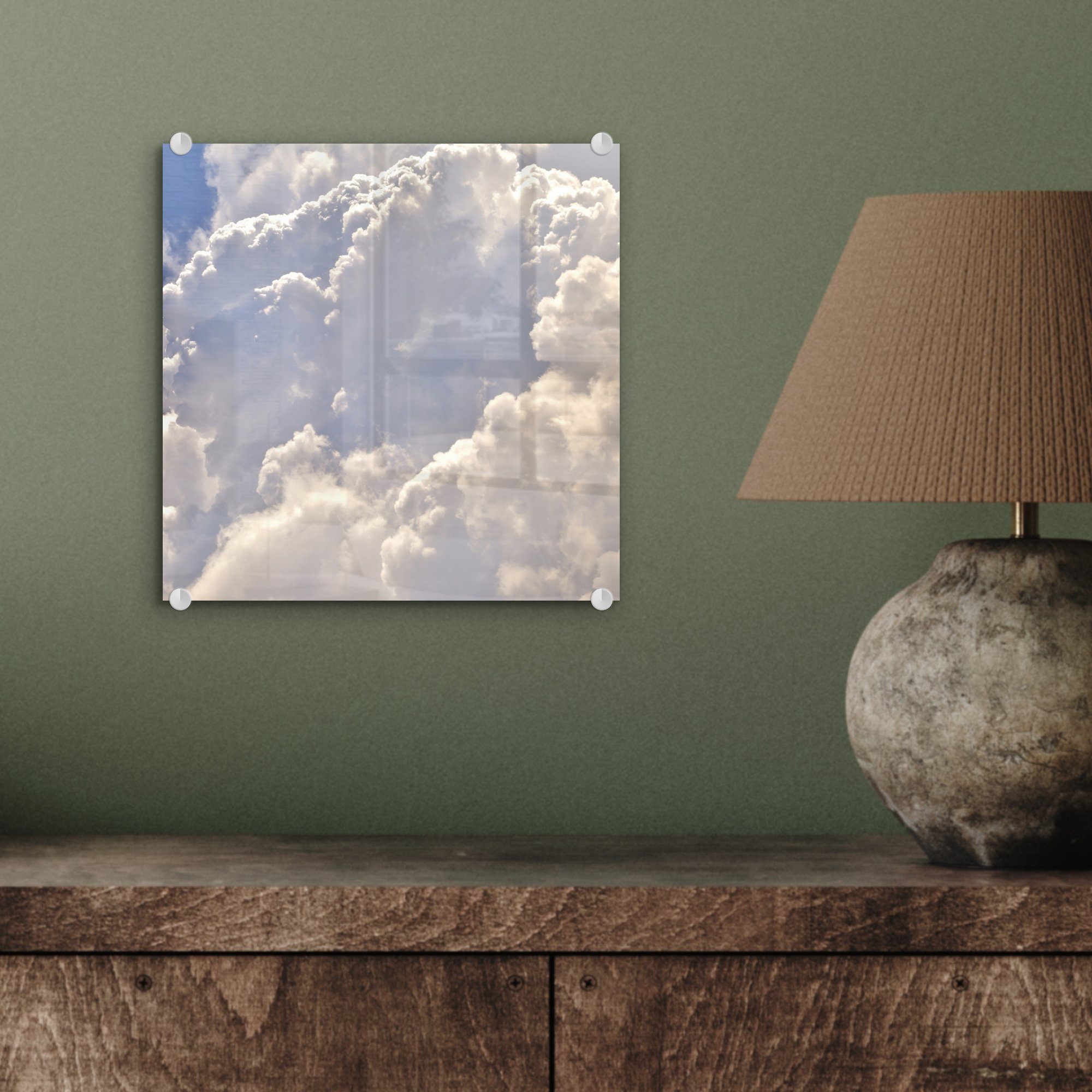 bewölkten auf Wanddekoration Bilder Himmels, eines - - auf Foto - St), Anzeige Glas Wandbild Glas Acrylglasbild Glasbilder MuchoWow (1