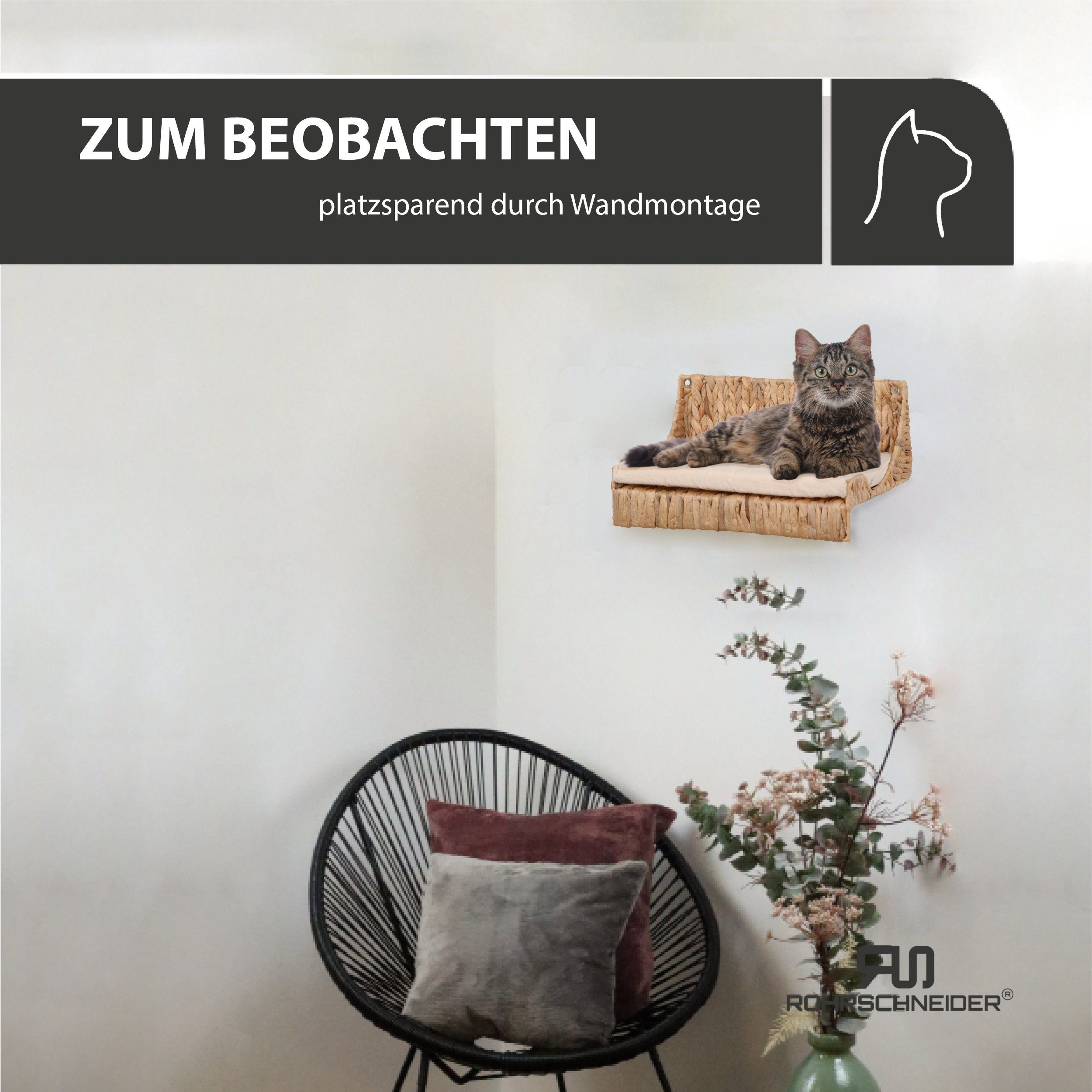 Rohrschneider Katzen-Kletterwand Katzenkletterwand Fenja Katzenstufen Wand Kletteretage Wasserhyzinthe
