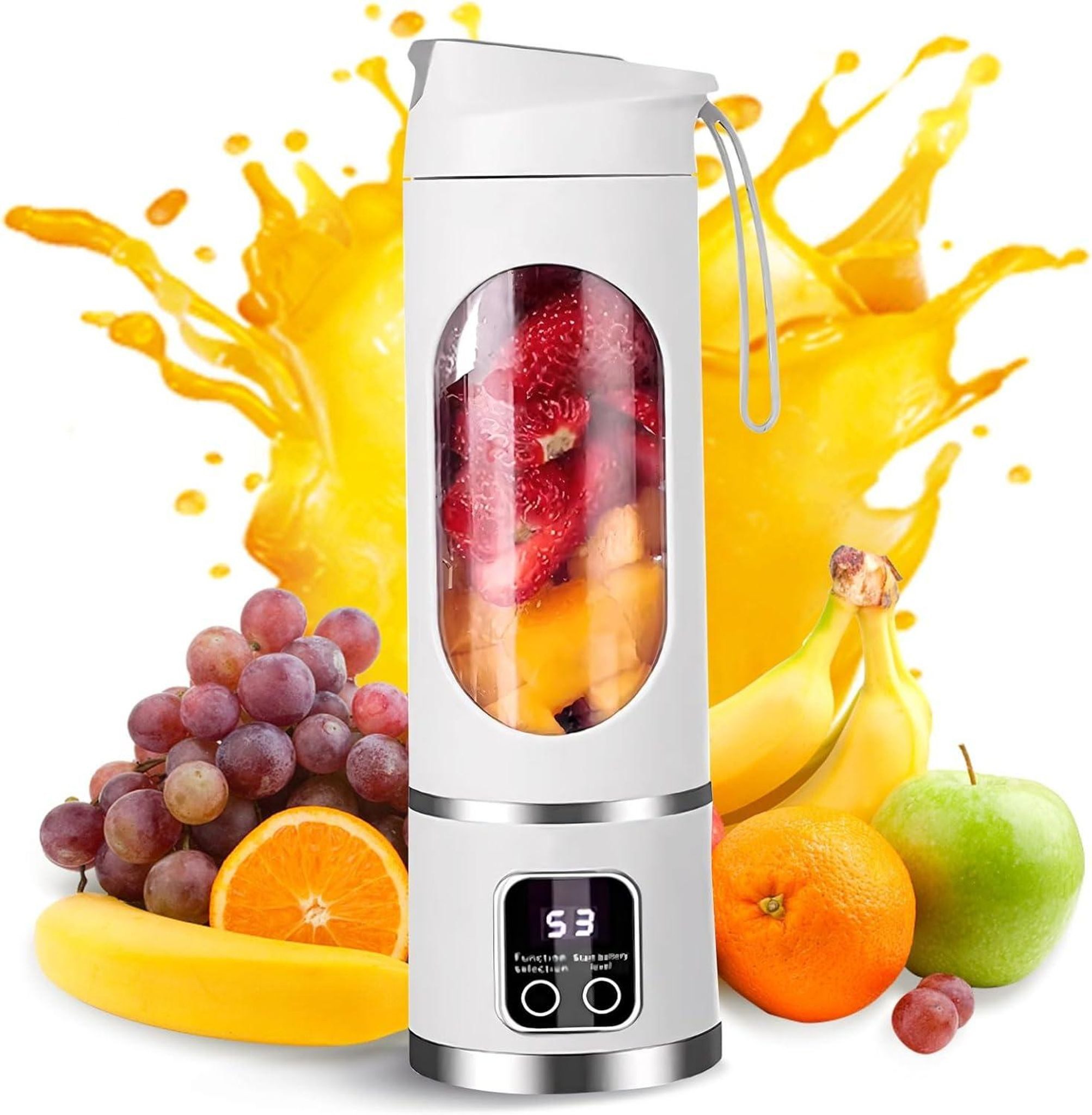 FELIXLEO Akku-Smoothie-Maker Tragbarer Smoothie Maker 12 Klingen 450ml USB-C Akku 12000 RPM