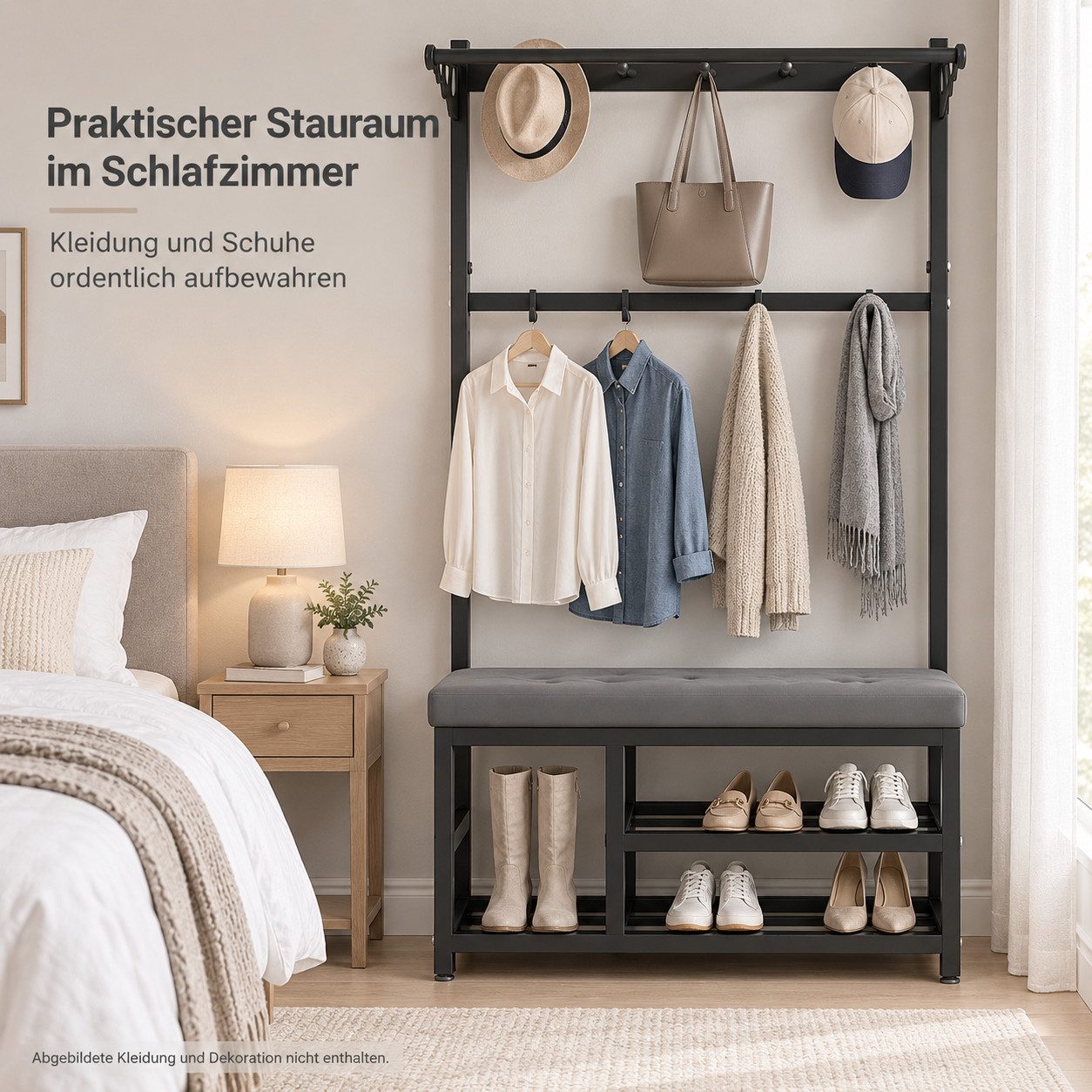 Vornix Garderobenständer Kleiderständer Garderobe,flurgarderobe, garderobe flur, (Staubschutz Garderobe, Kleiderschrank, faltbarer Kleiderschrank, Kleiderstände – Bild 5 von 5