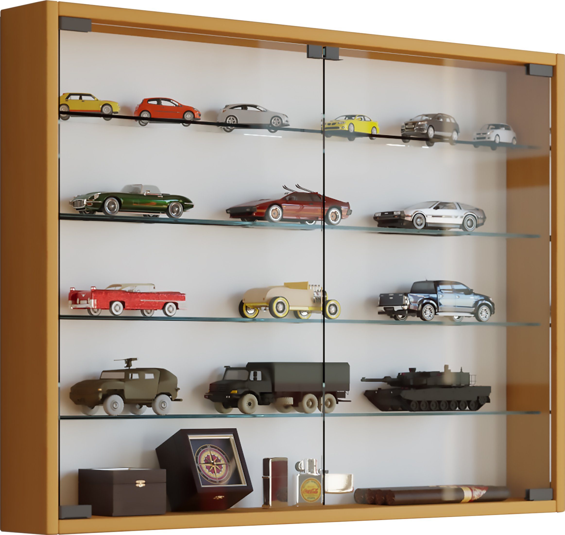 VCM Hängevitrine Mandosa B. 80 x T. 10 x H. 60 cm Präsentation und Aufbewahrung von Sammlerstücken, Wohnzimmer oder Büro