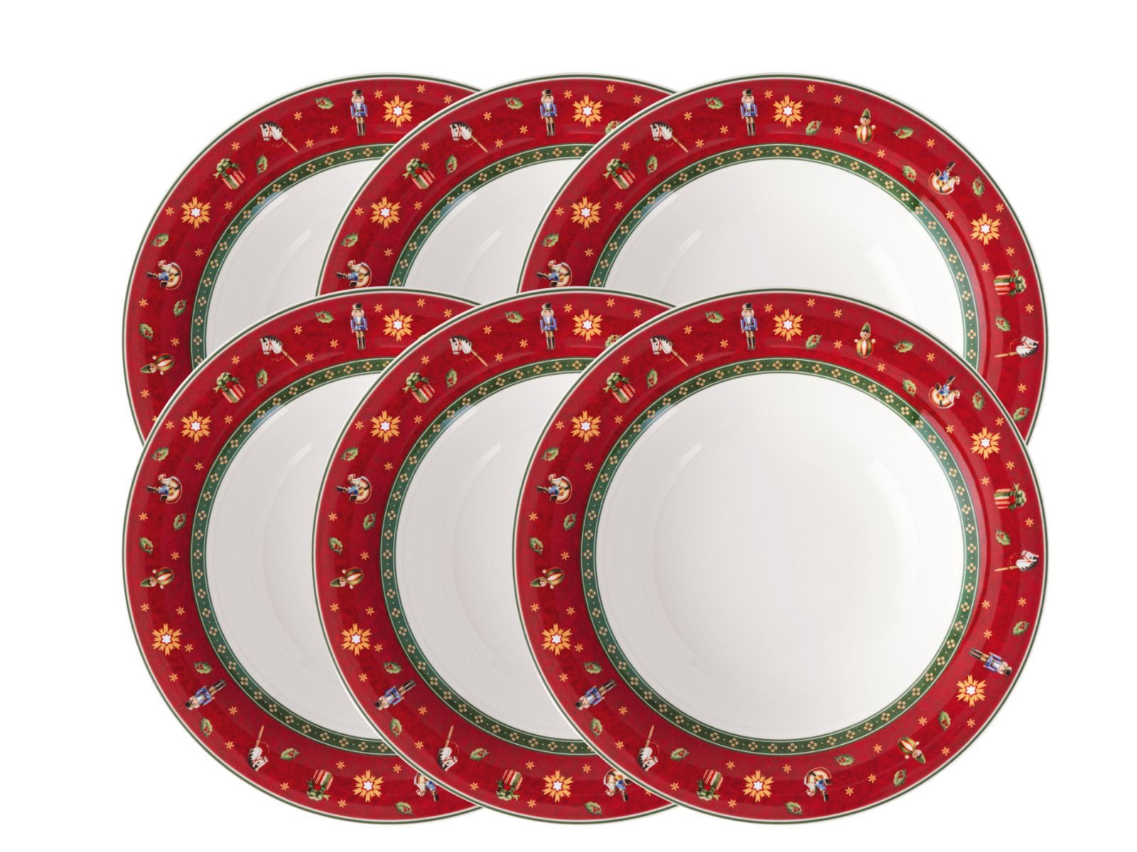 Villeroy & Boch Teller-Set Toy's Delight Specials Suppenteller rot 23cm Set6, Premium Porcelain