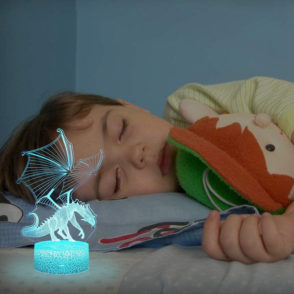 Farben, und für Kinder Control, Tisch Farbe, 16 Rosnek Schreibtischlampe Nachtlicht 16 Geburtstag LED Geschenk, Fernbedienung Dinosaurier, Touch Weihnachten 3D wechselnde
