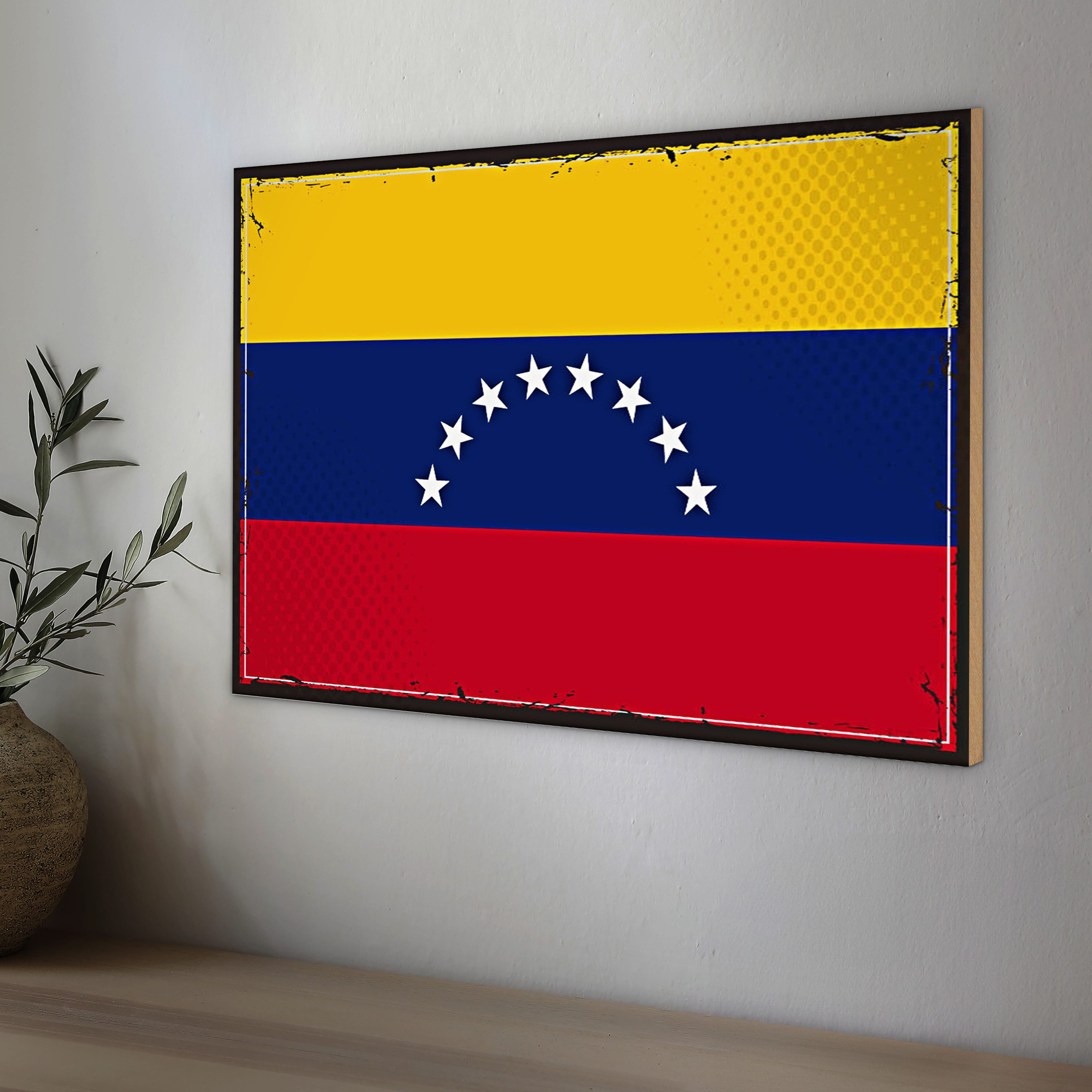 Roomando Holzbild Flagge Venezuela 40x30cm Retro Flag Venezuela