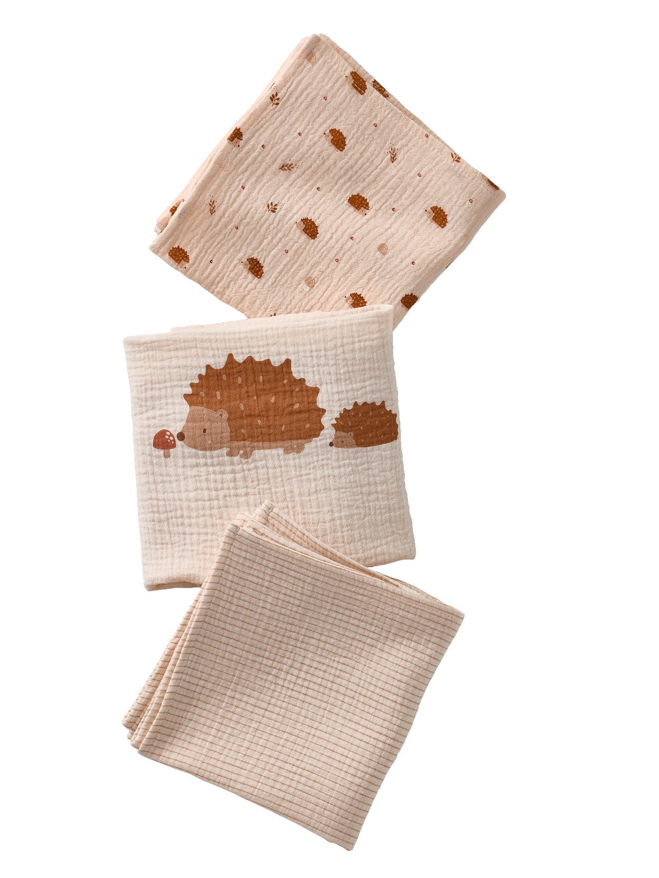 vertbaudet Stoffwindeln 3er-Set Baby Wickeltücher IGEL aus Musselin
