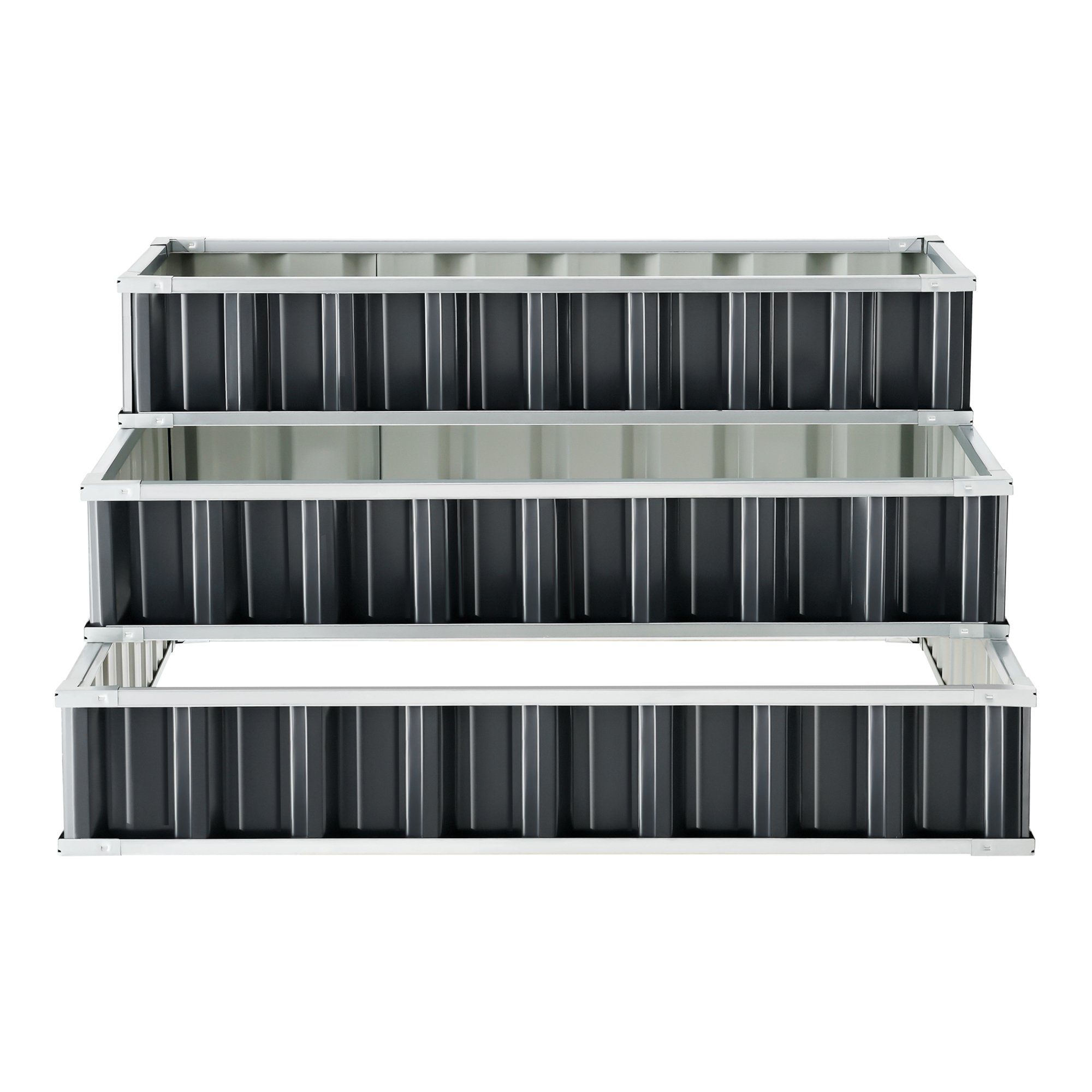 en.casa Hochbeet, Pflanzbeet 3-stufig 118x118x60cm Anthrazitgrau
