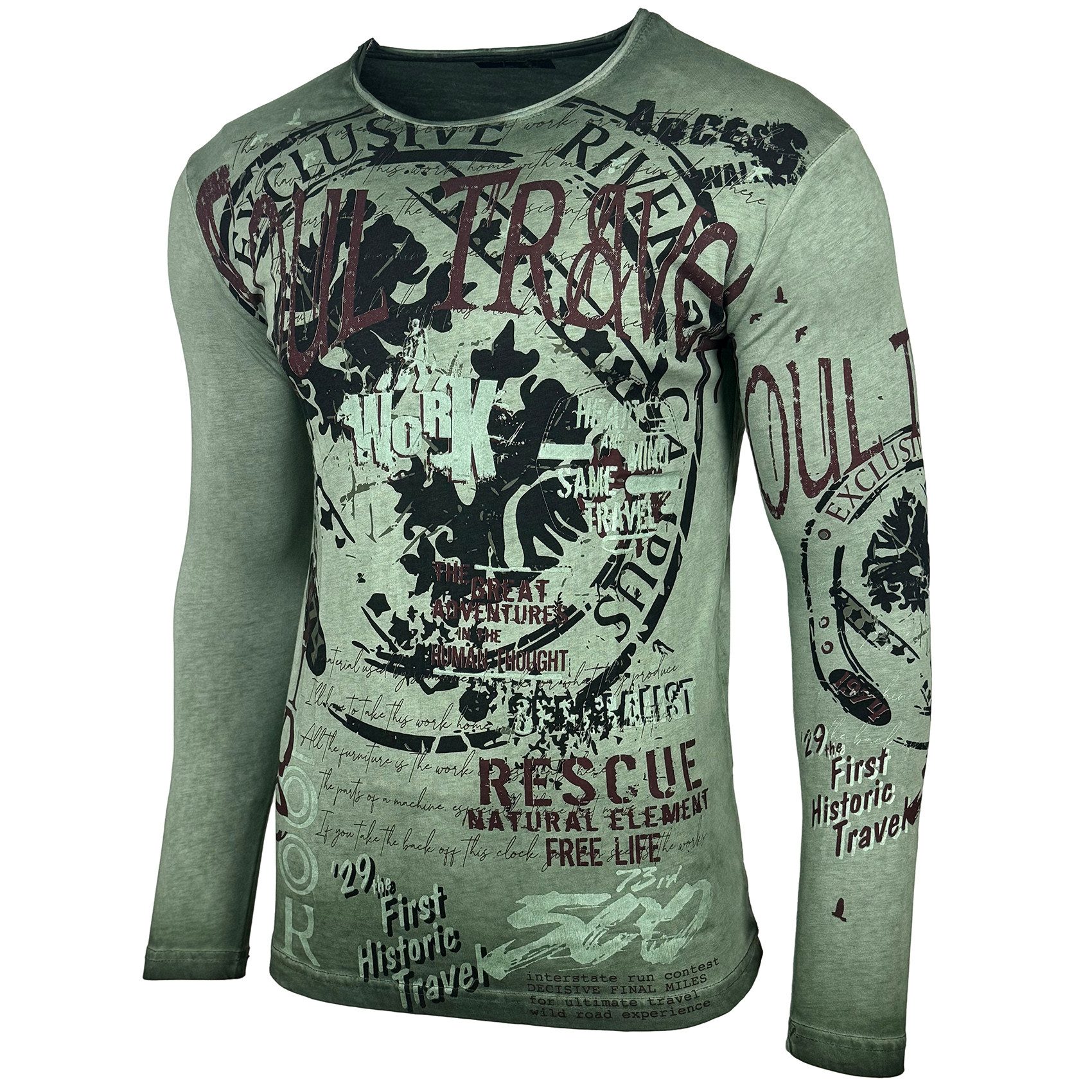 Baxboy Longshirt Herren Longsleeve T-Shirt Moderner Männer Langarmshirt B-7 günstig online kaufen