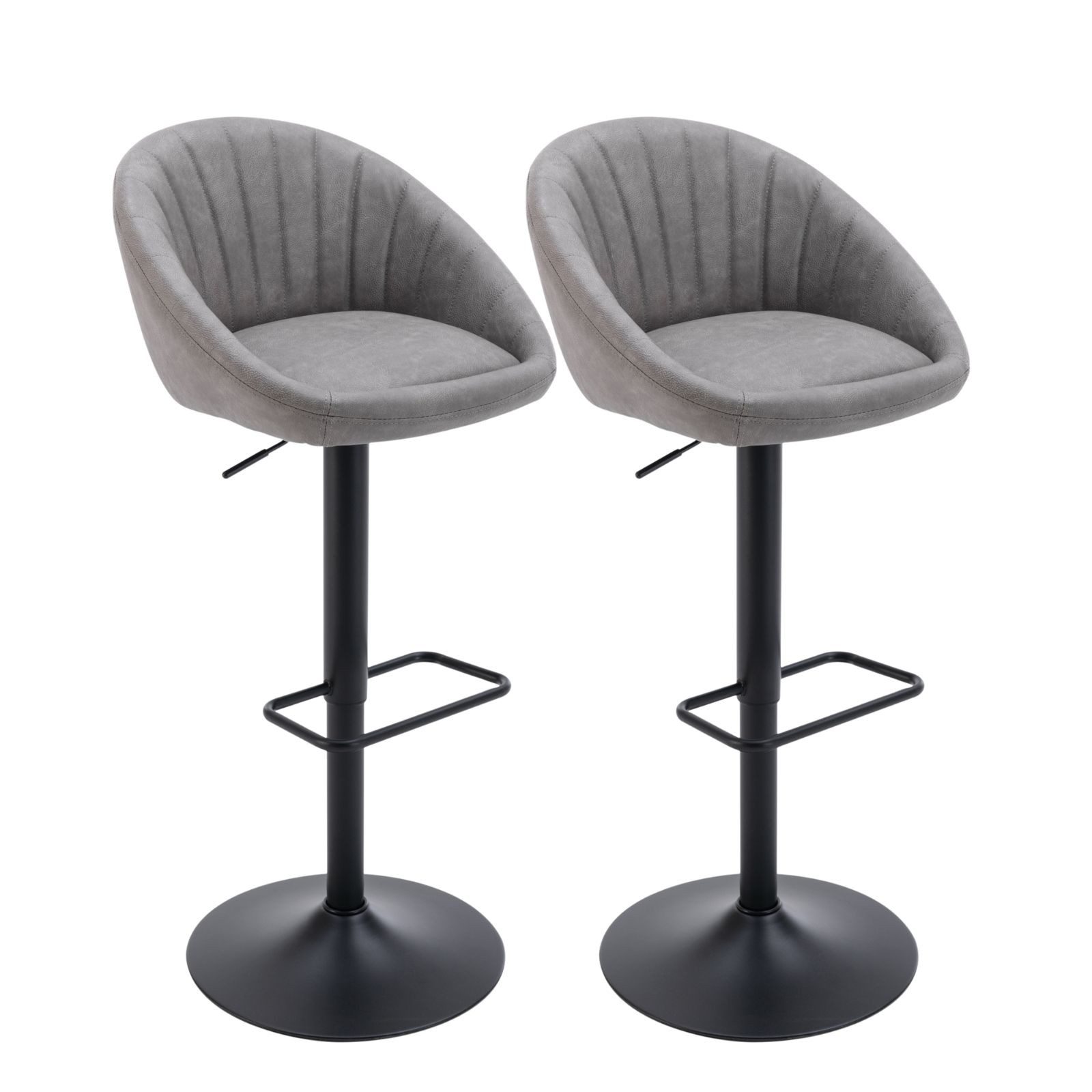 Barhocker 2er Set, Drehhocker mit Rückenlehne, Küchenhocker, Barstuhl