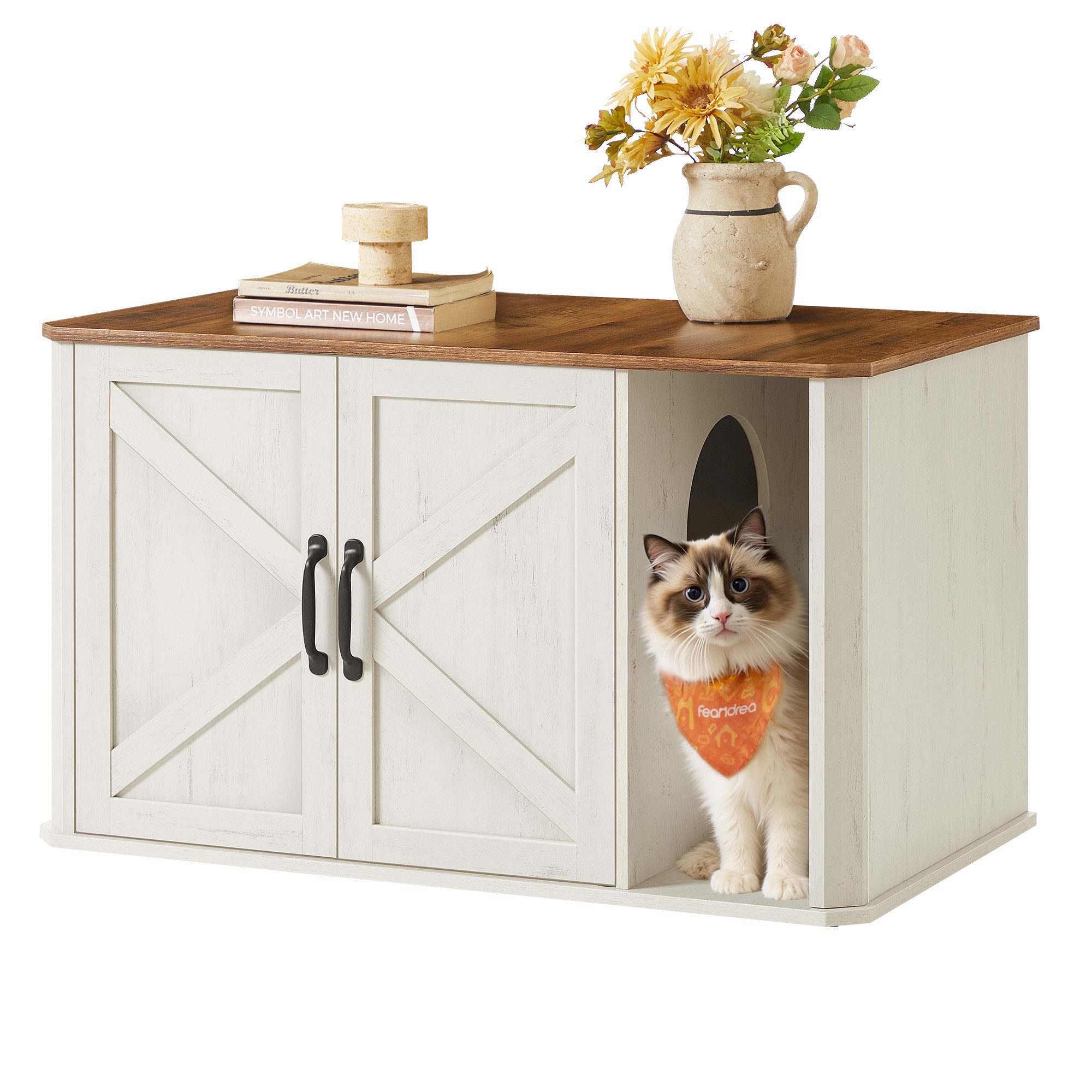 FEANDREA Katzentoilette, Katzenhaus, Katzenklo-Schrank, Vordereingang mit D günstig online kaufen