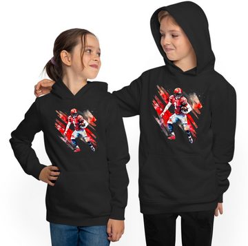 MyDesign24 Hoodie Kinder Kapuzen Sweatshirt - American Football Hoodie in Ölfarben Kapuzensweater mit Aufdruck, i488