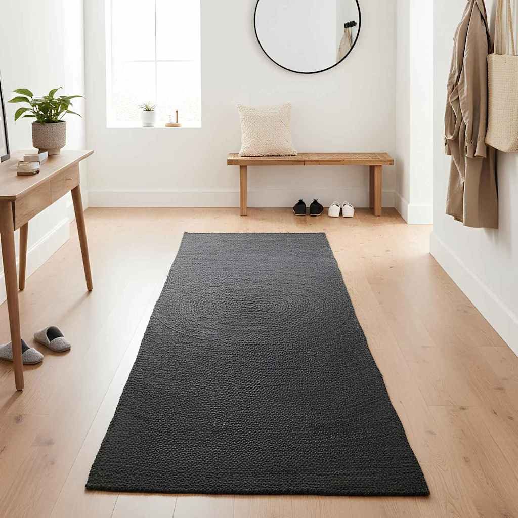 vidaXL Teppich Bereichsteppiche Dunkelgrau 80 x 150 cm Jute