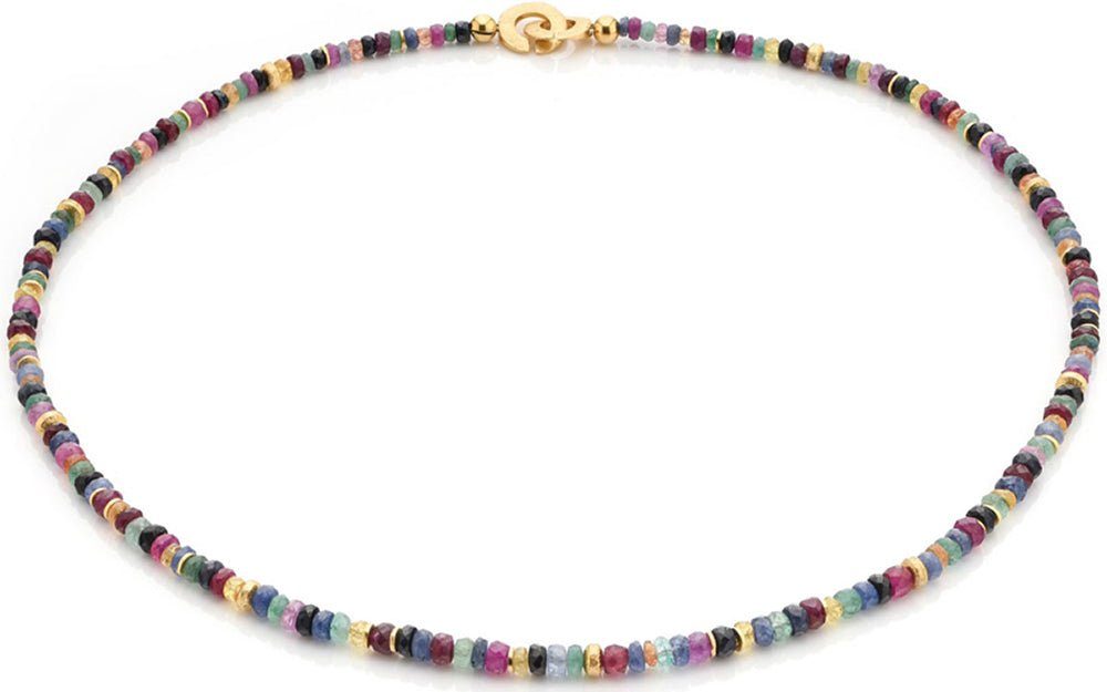 SKIELKA DESIGNSCHMUCK Kette ohne Anhänger Goldschmiedearbeit 925, vergoldet), "Multicolor" Kette (Sterlingsilber Saphir hochwertige Deutschland aus