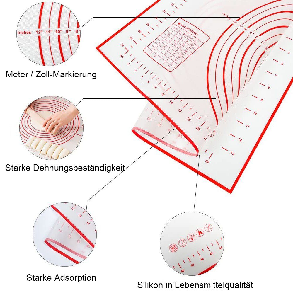 Jormftte Backmatte Silikonmatte Backmatte,Wiederverwendbar, Rollbar Silikon (Paket, 1pcs), langlebig und