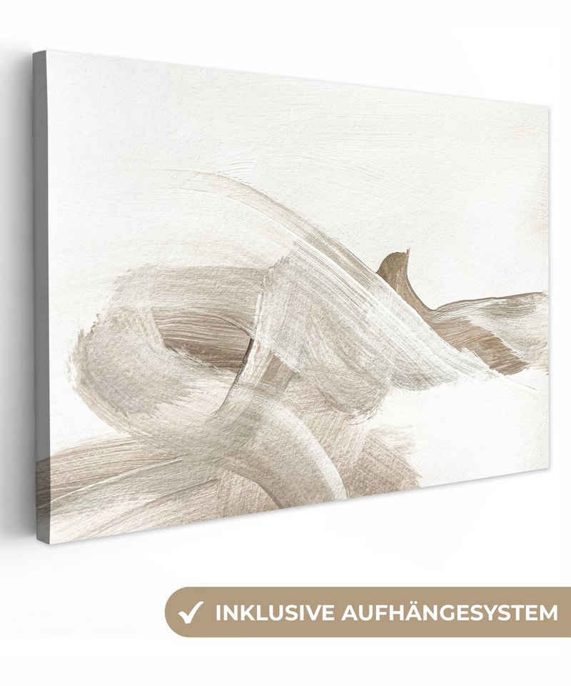 OneMillionCanvasses® Leinwandbild Abstrakt - Moderne Kunst - Beige, (1 St), Wandbild Leinwandbilder, Aufhängefertig, Wanddeko, 30x20 cm