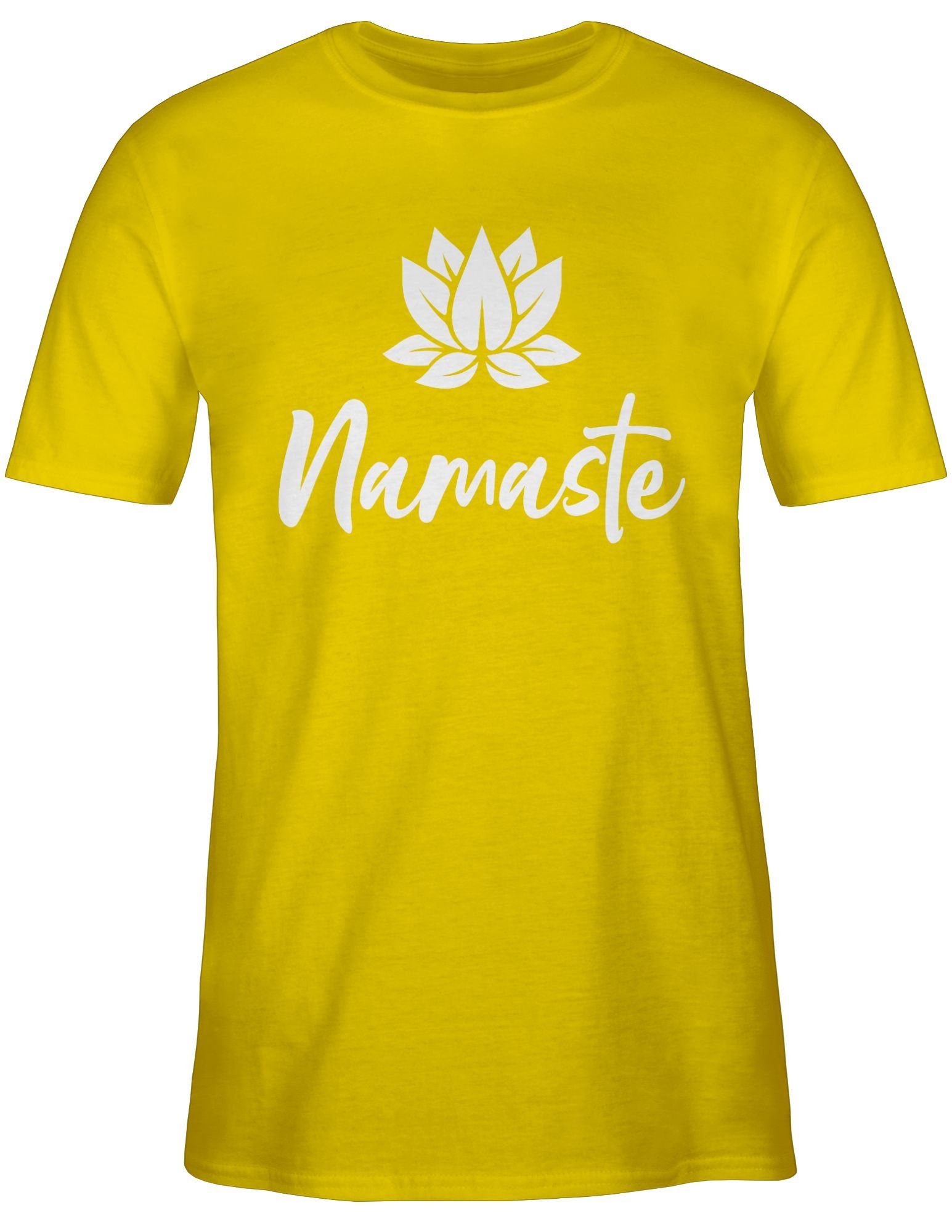 Wellness Shirtracer mit Yoga T-Shirt Lotusblüte Namaste und weiß Gelb Geschenk 01