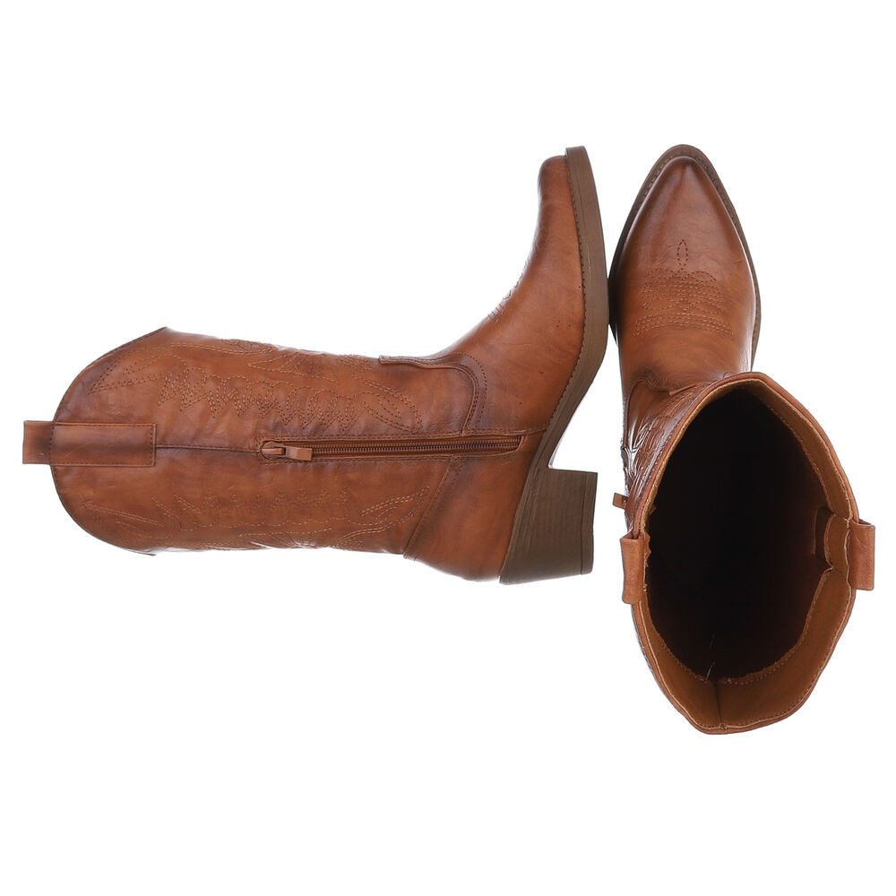Ital-Design Damen Kniehohe Western-Stiefel mit Stickerei und Blockabsatz We günstig online kaufen