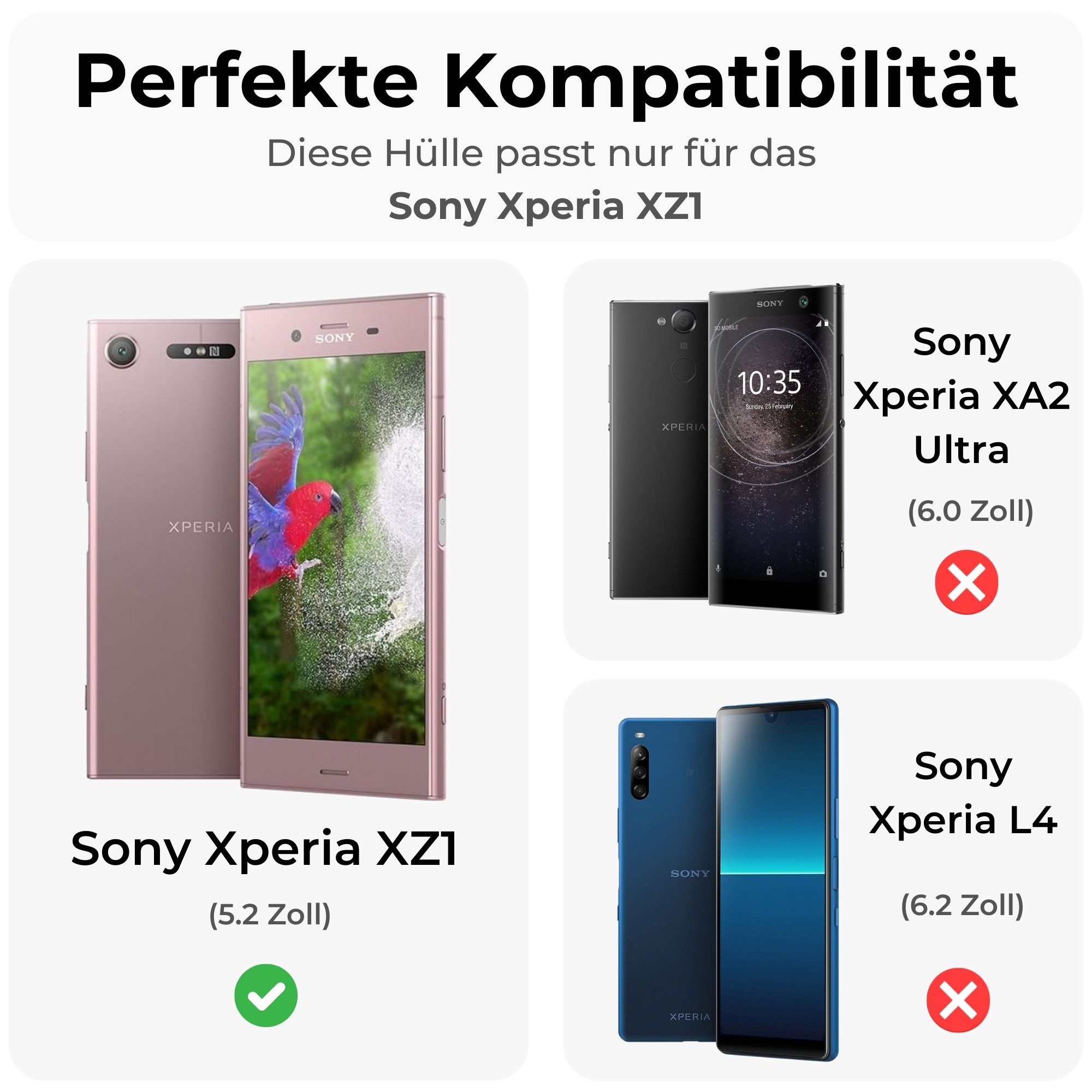 betterfon Handyhülle Handytasche für Sony Schutzhülle Klapphülle, Bookstyle-Hülle: Magnetverschluss 3 Kartenfächer & Standfunktion