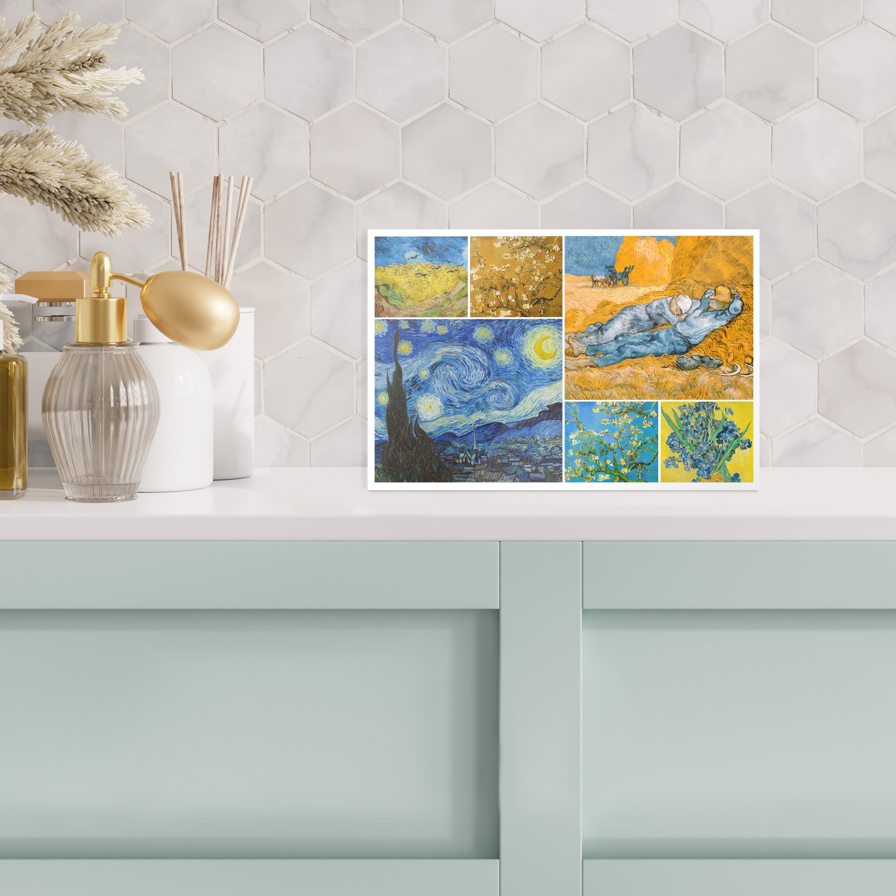 - Foto Collage - MuchoWow Glas Wandbild - (1 Wanddekoration - auf Alte Glasbilder Bilder St), - Meister, auf Glas Acrylglasbild Van Gogh