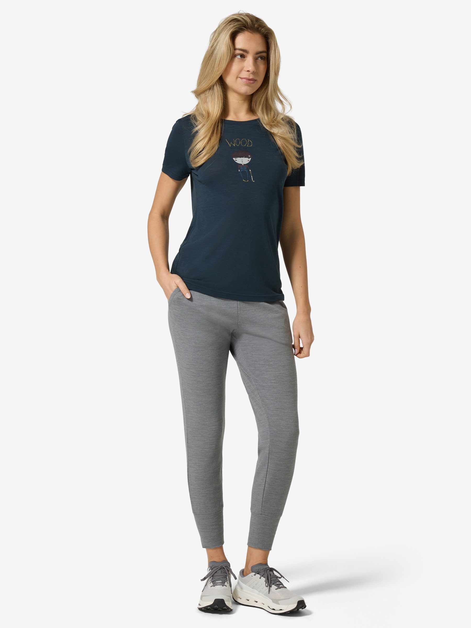 SUPER.NATURAL T-Shirt für Damen,Merino W WOOD CRAFTINE TEE mit Aufdruck, autmungsaktiv