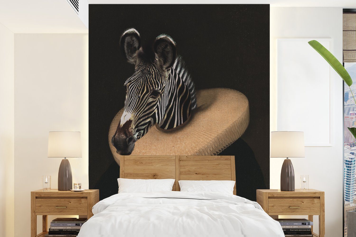 MuchoWow Fototapete Zebra - Alte Meister - Kunst, Matt, bedruckt, (4 St), Montagefertig Vinyl Tapete für Wohnzimmer, Wandtapete