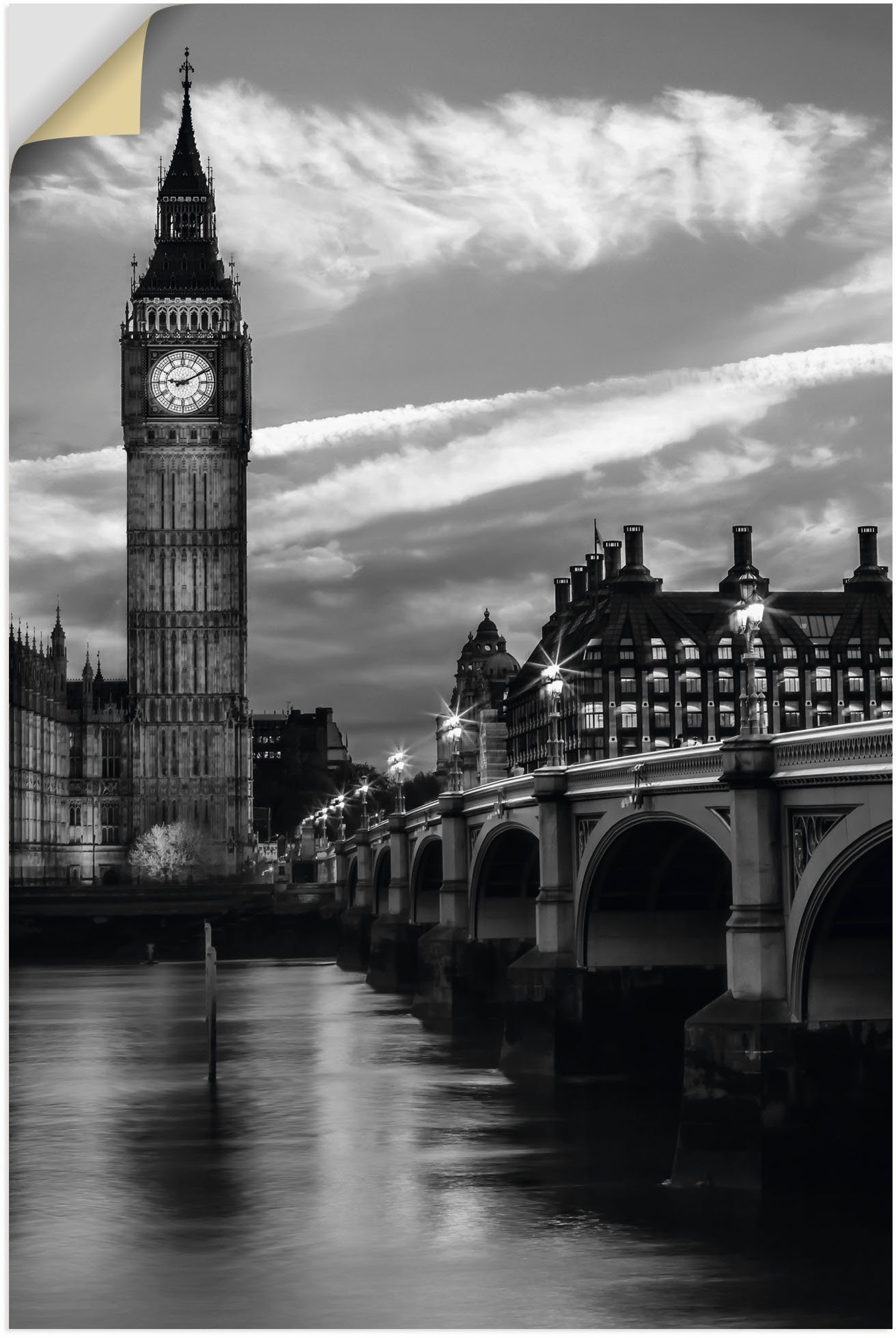 Artland Wandbild Abends in Größen St), Westminster Bridge, London der an Poster als Leinwandbild, Wandaufkleber oder Alubild, (1 versch