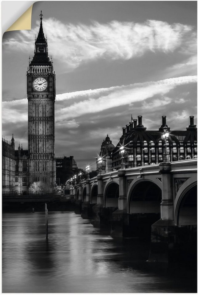 Artland Wandbild Abends an der Westminster Bridge, London (1 St), als  Alubild, Leinwandbild, Wandaufkleber oder Poster in versch. Größen