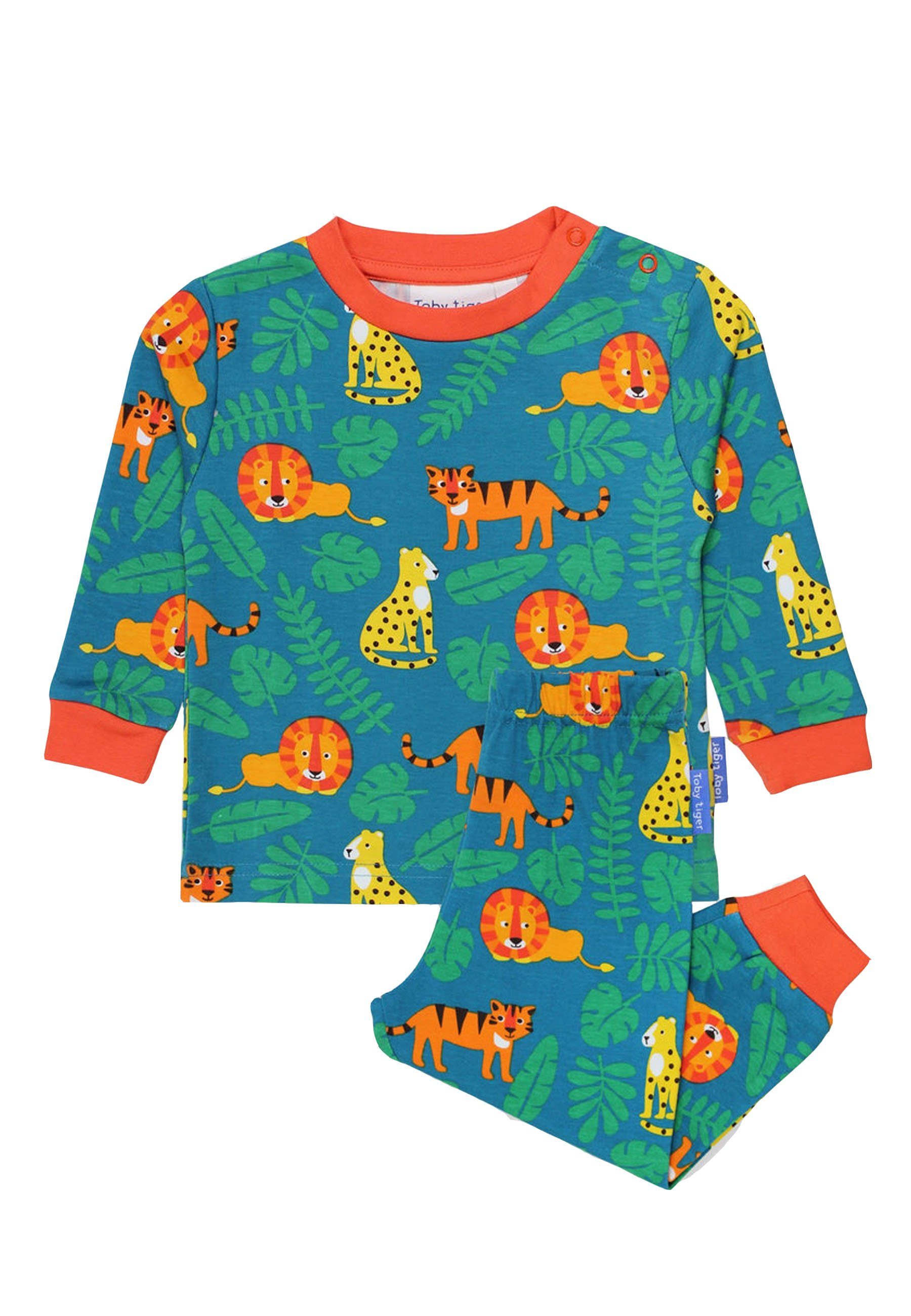 Toby Tiger Schlafanzug Schlafanzug mit Raubkatzen Print
