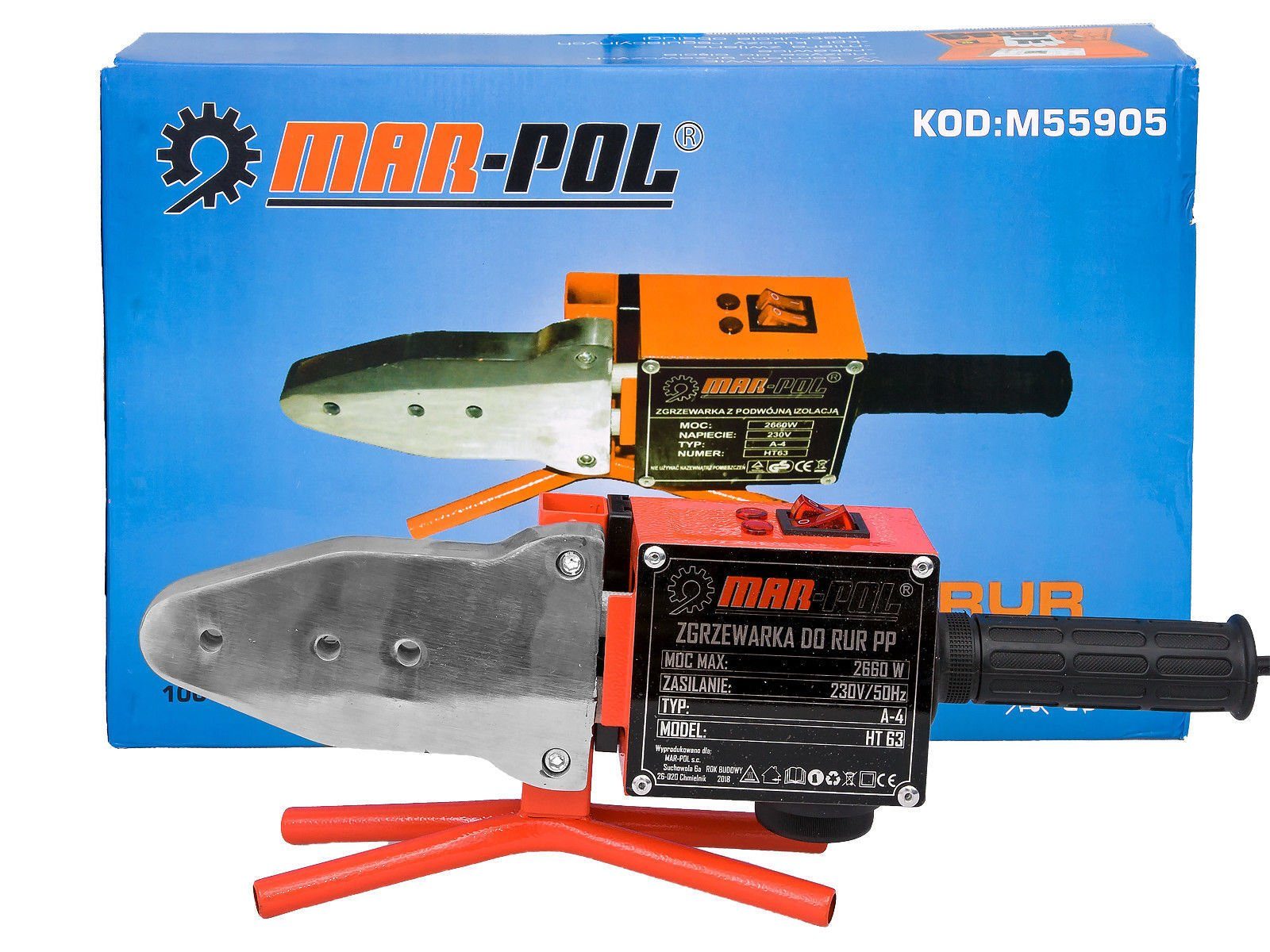 Mar-Pol Elektroschweißgerät MUFFENSCHWEIßGERÄT ROHR SCHWEIßGERÄT Ø16-63mm PE PP PB PVDF ROHR, 1-tlg.