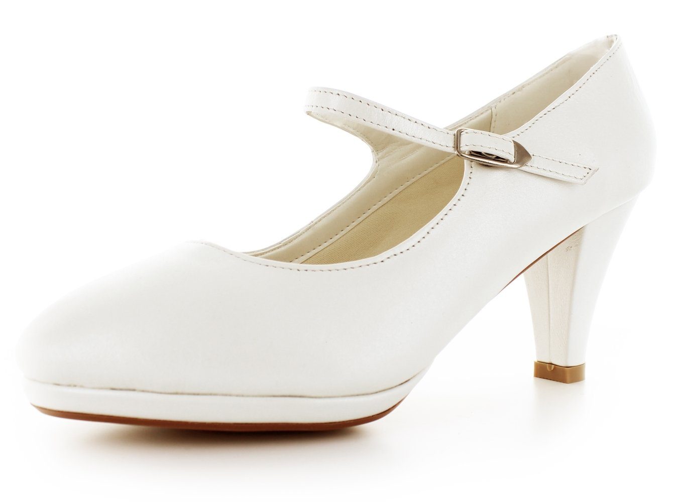 White Lady 836 Leder Brautschuhe mit Spange Spangenpumps