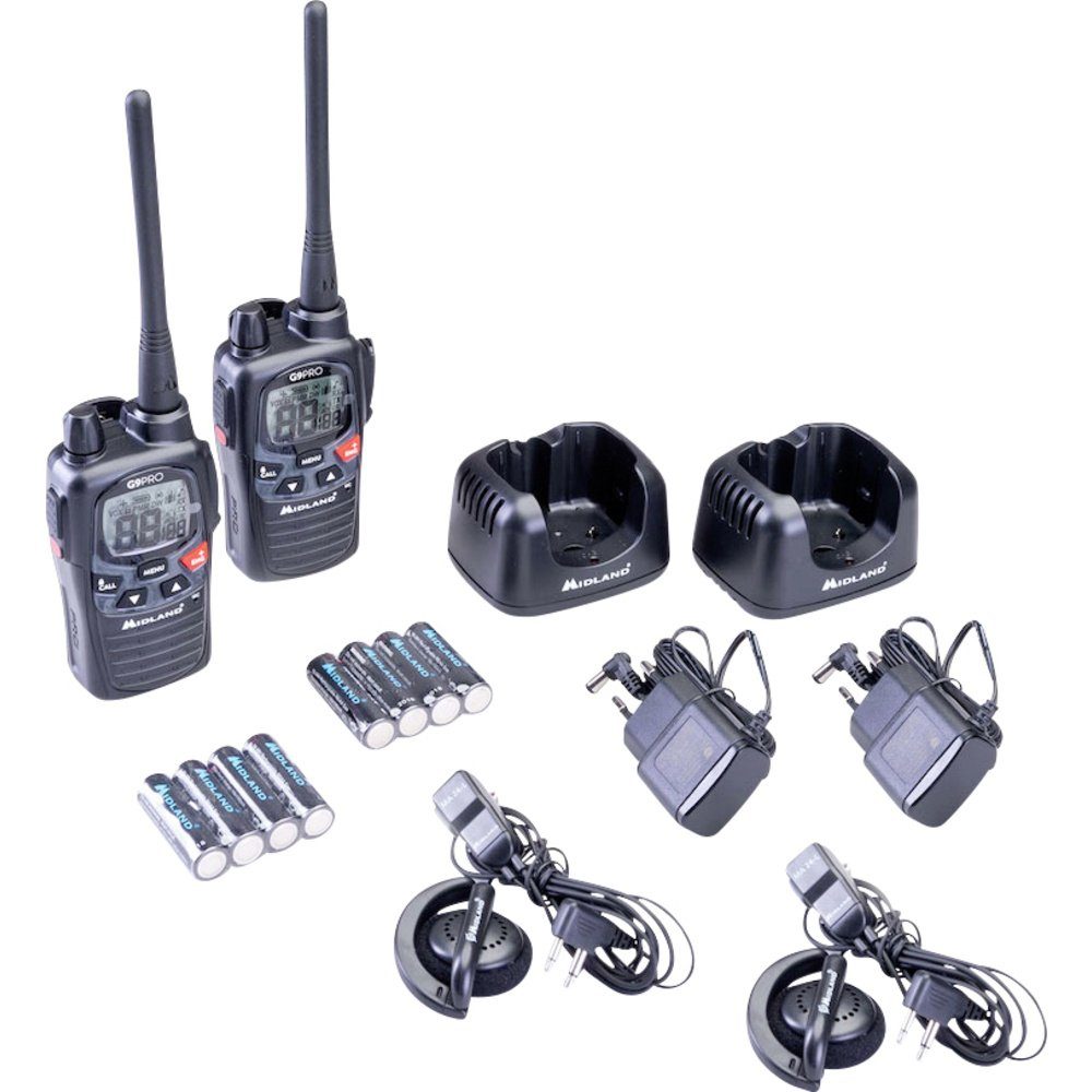 G9 Pro Set 2er Talkie Walkie C1385.04 PMR-Funkgerät Midland Midland 2er Kofferset