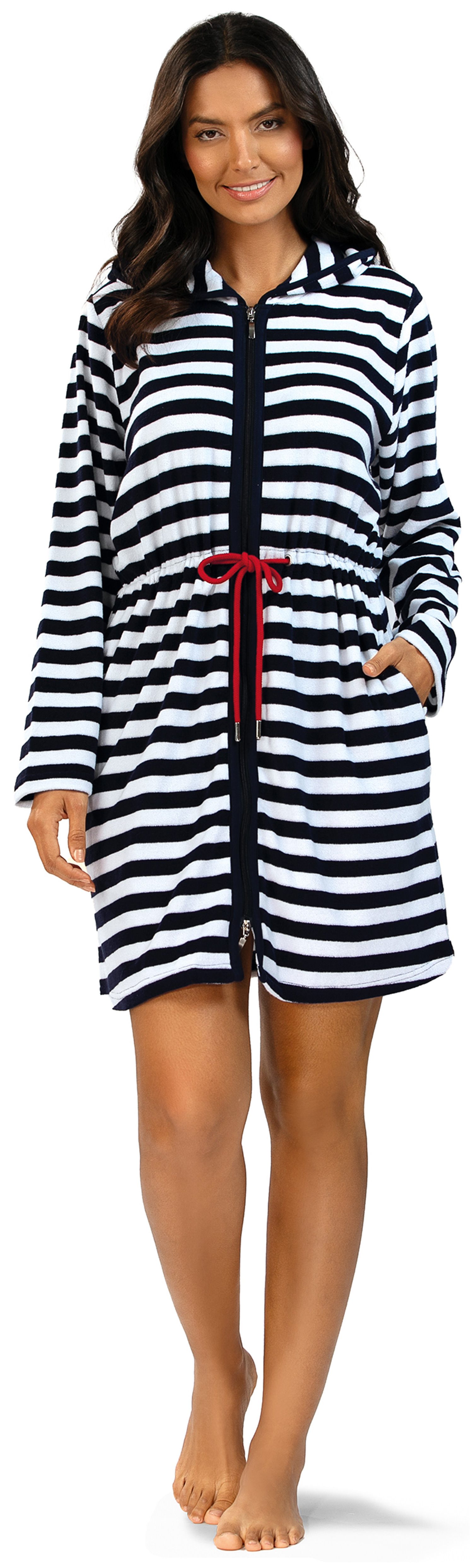 comtessa Damenbademantel Damen Morgenmantel mit Reißverschluss, Midi, Baumw günstig online kaufen