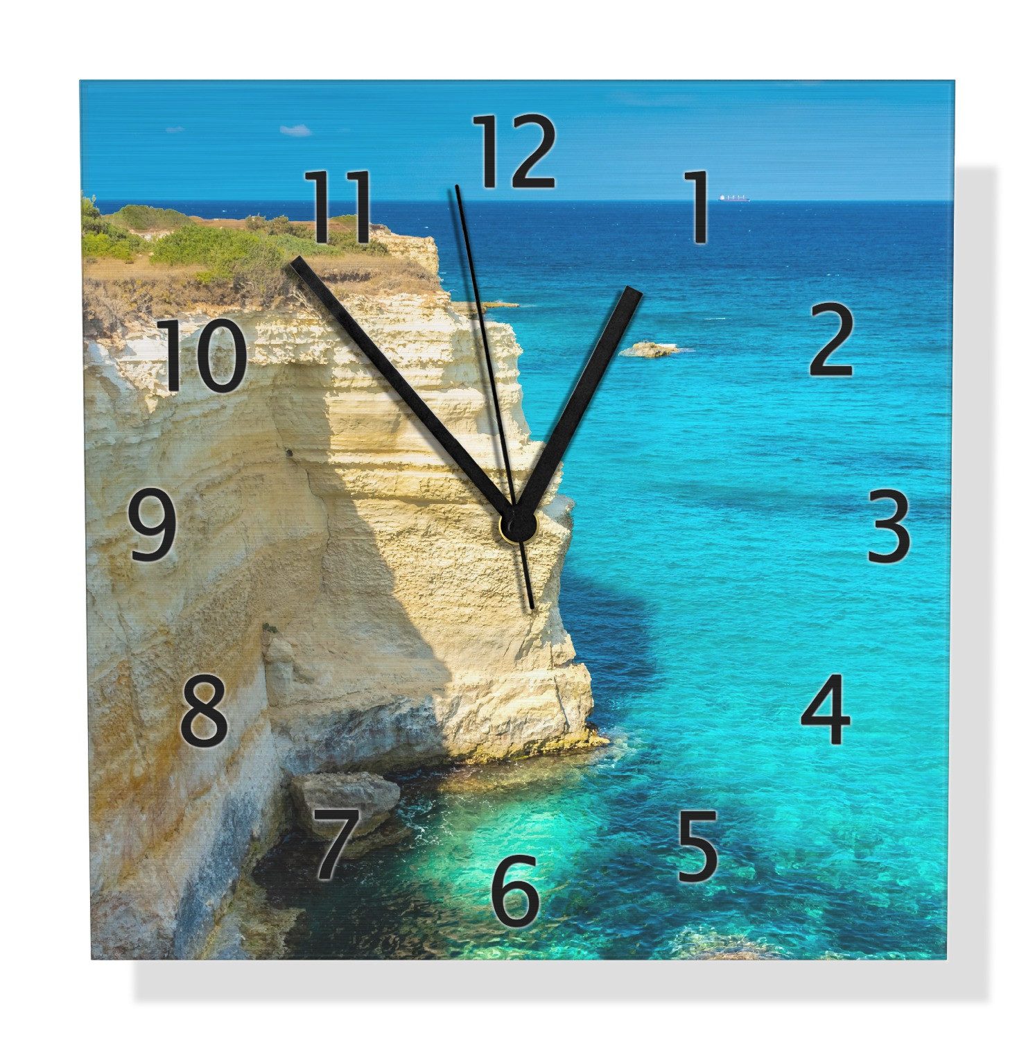 Wallario Wanduhr Steilküste am Meer (Aluverbunduhr)