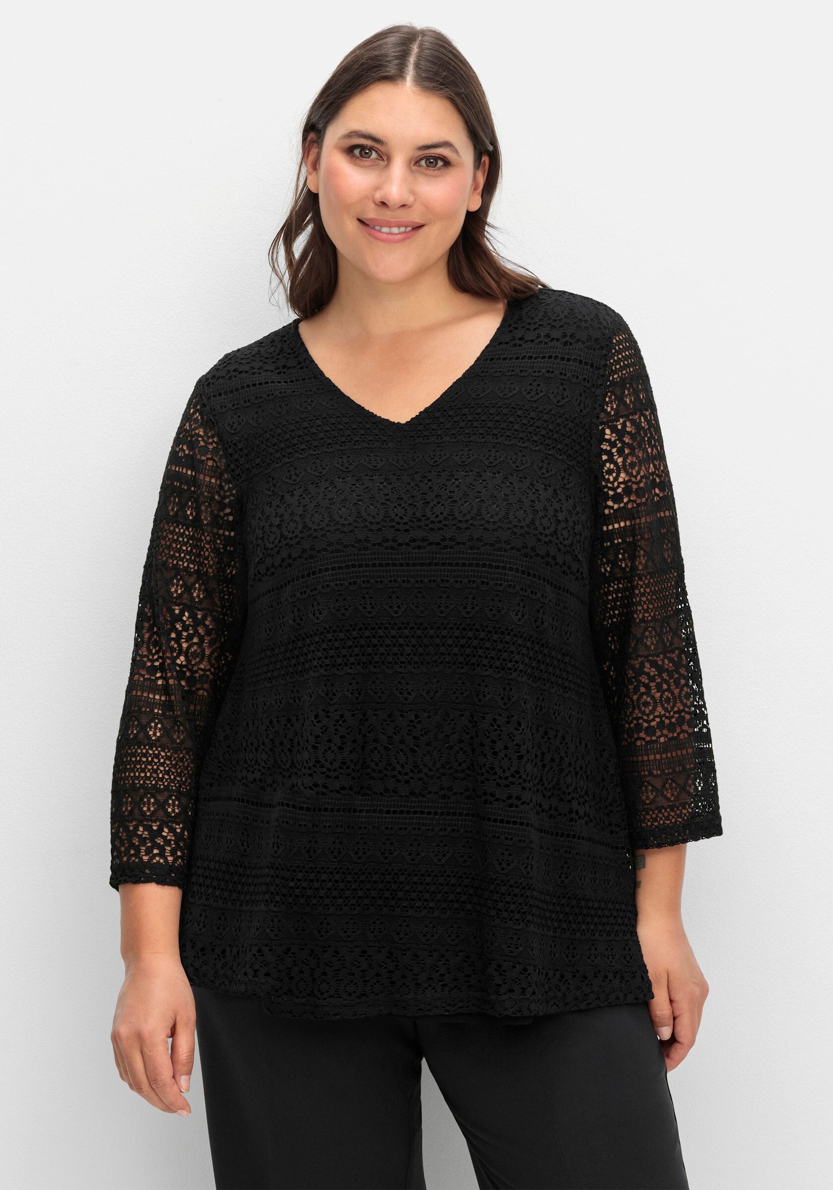 Sheego T-Shirt 3/4-Arm-Shirt . in A-Linie und 3/4-Arm günstig online kaufen