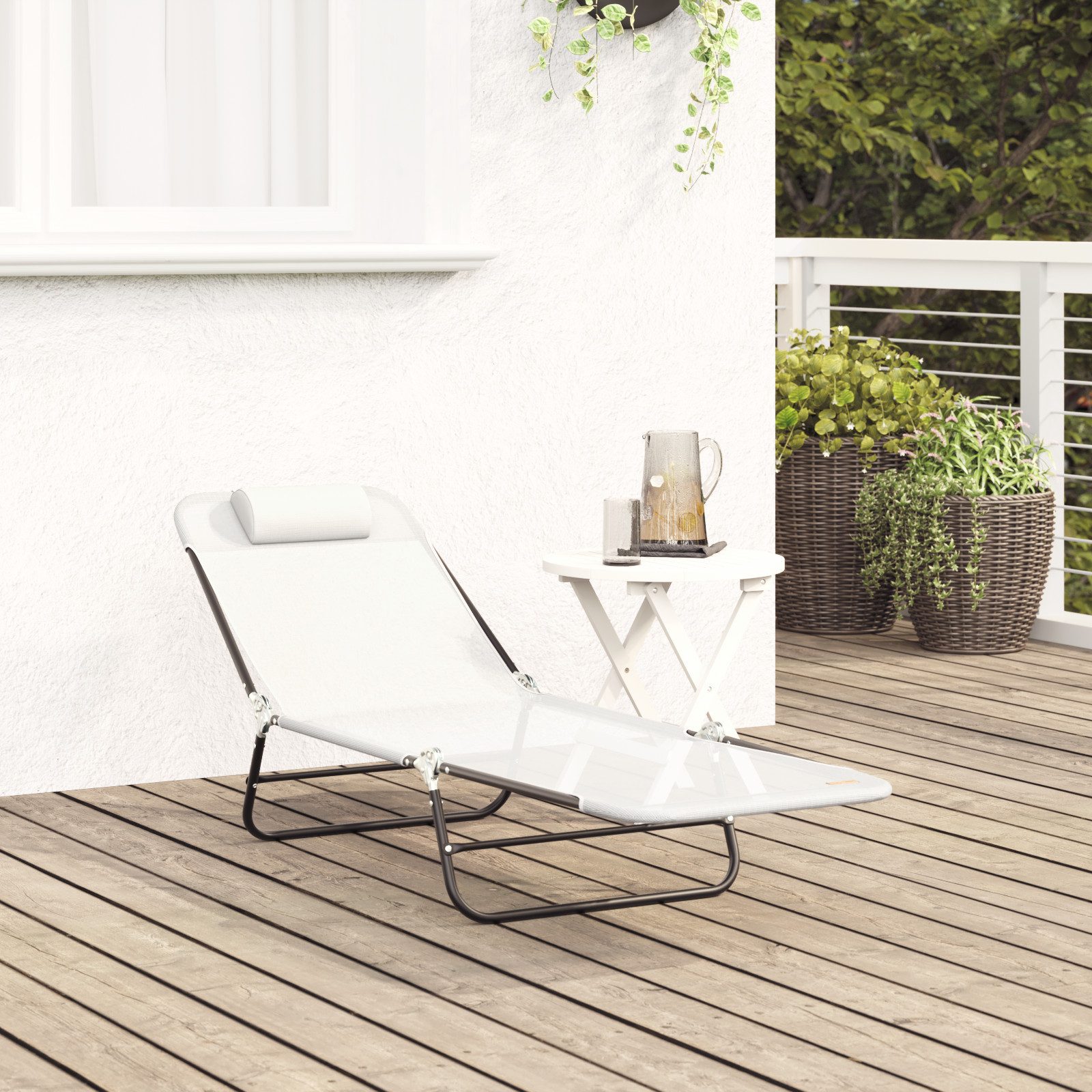 vidaXL Gartenliege Klappbare Sonnenliege mit Kopfstütze günstig online kaufen