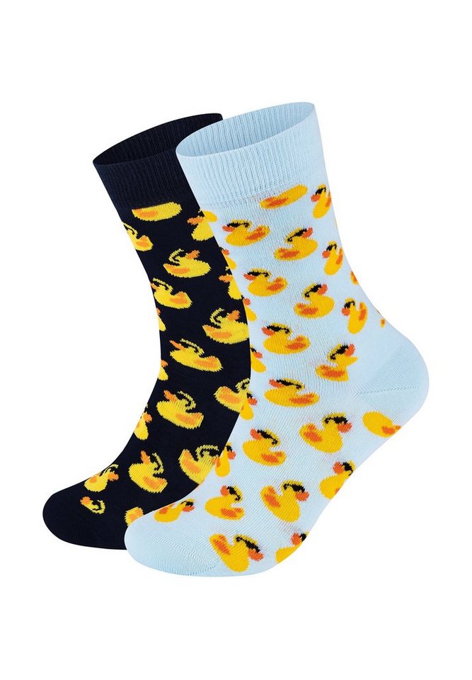 Happy Socks Basicsocken 2-Pack Rubber Duck gekämmte Baumwolle, In zwei  farbenfrohen Farbwegen: Hellblau, Navy