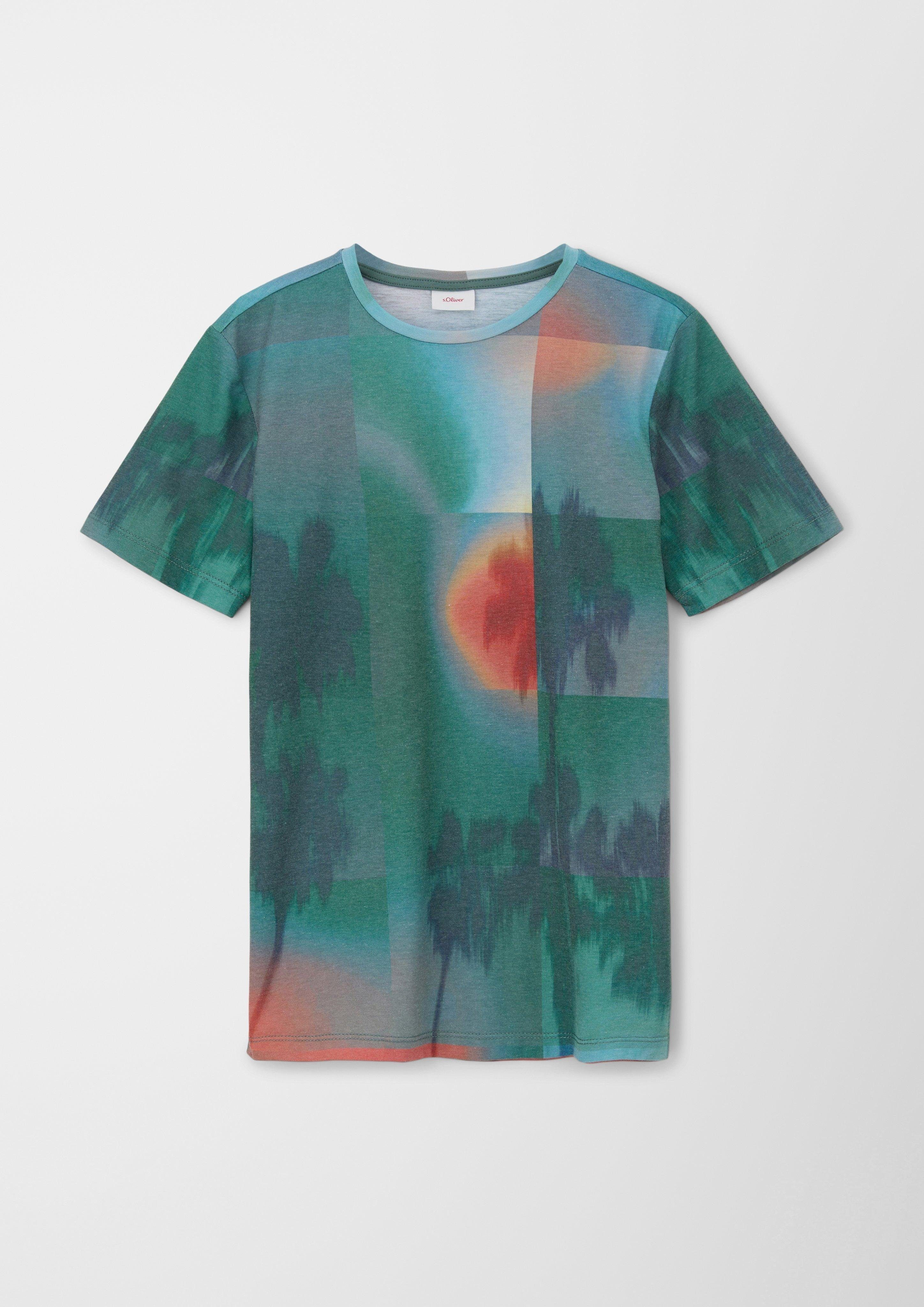 s.Oliver Kurzarmshirt T-Shirt mit Allover-Print