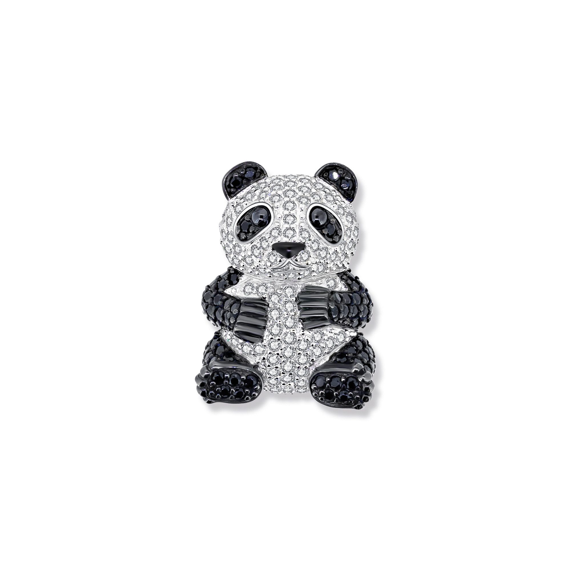Seinerzeit FLORA & FAUNA Kettenanhänger Tao Panda Anhänger, Schmuck aus 925 Sterling Silber (Von der farbenprächtigen Welt des Dschungels inspirierter Damenschmuck mit liebevoll gestaltetem exotischem Tiermotiv – ein besonderer Begleiter im Alltag und zu besonderen Anlässen, 1-tlg., inkl. Geschenkverpackung für Frauen ob Freundin, Mutter, Ehefrau, Oma), rhodiniert, geschwärzt und Zirkonia-Steinen