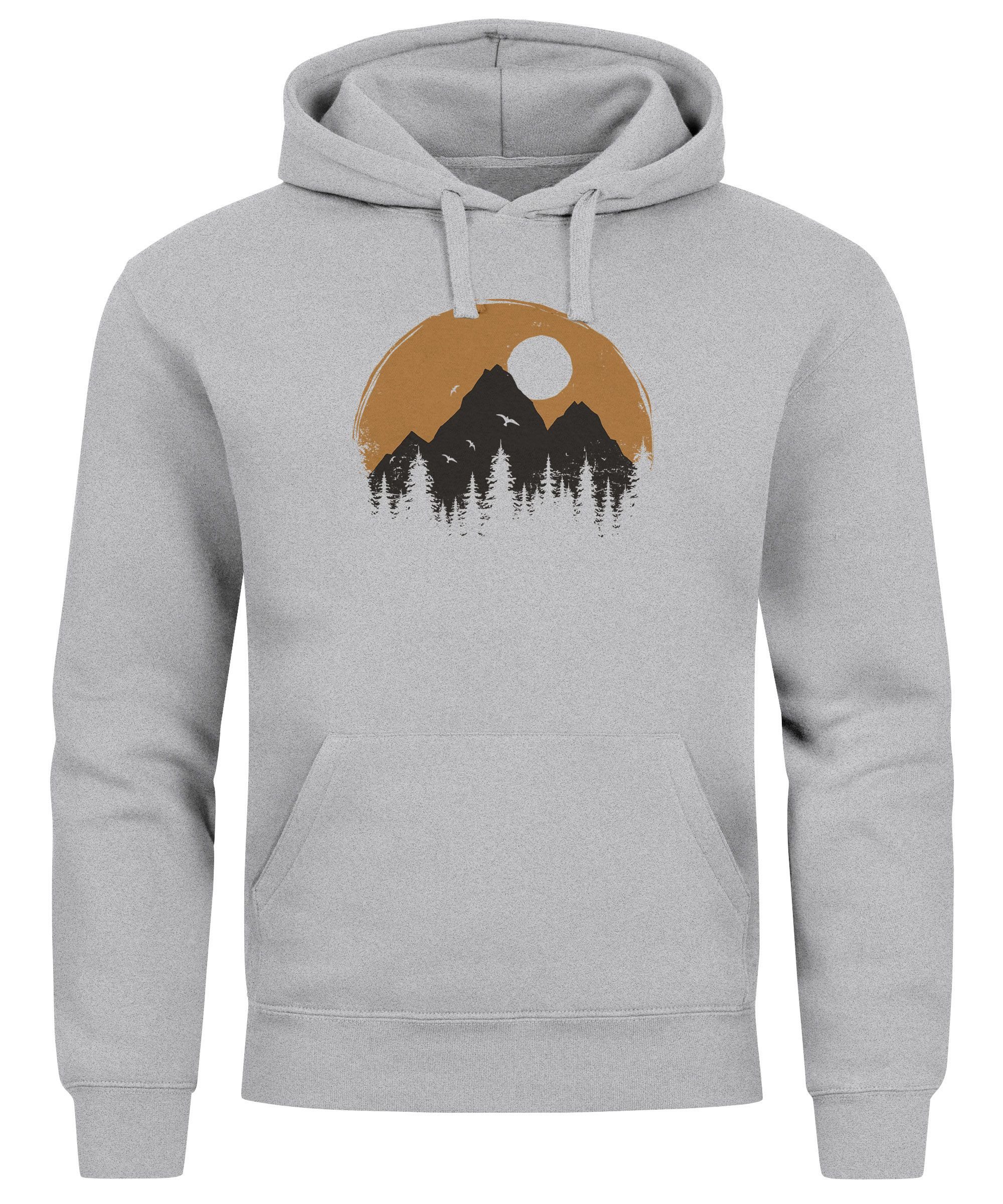 Neverless Hoodie Hoodie Herren Outdoor Print Natural Badge Logo Wandern Kap günstig online kaufen