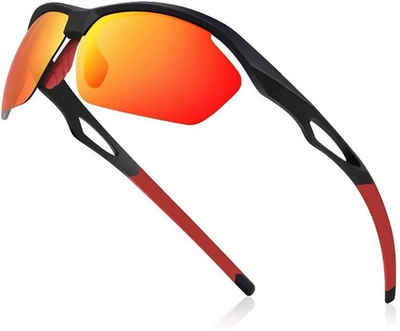 Avoalre Fahrradbrille, (Fahrerbrille Skibrille Snowboard Brille Verspiegelt Schneebrille-Rot), 100% Schutz vor UVA, UVB, UVC-Strahlen