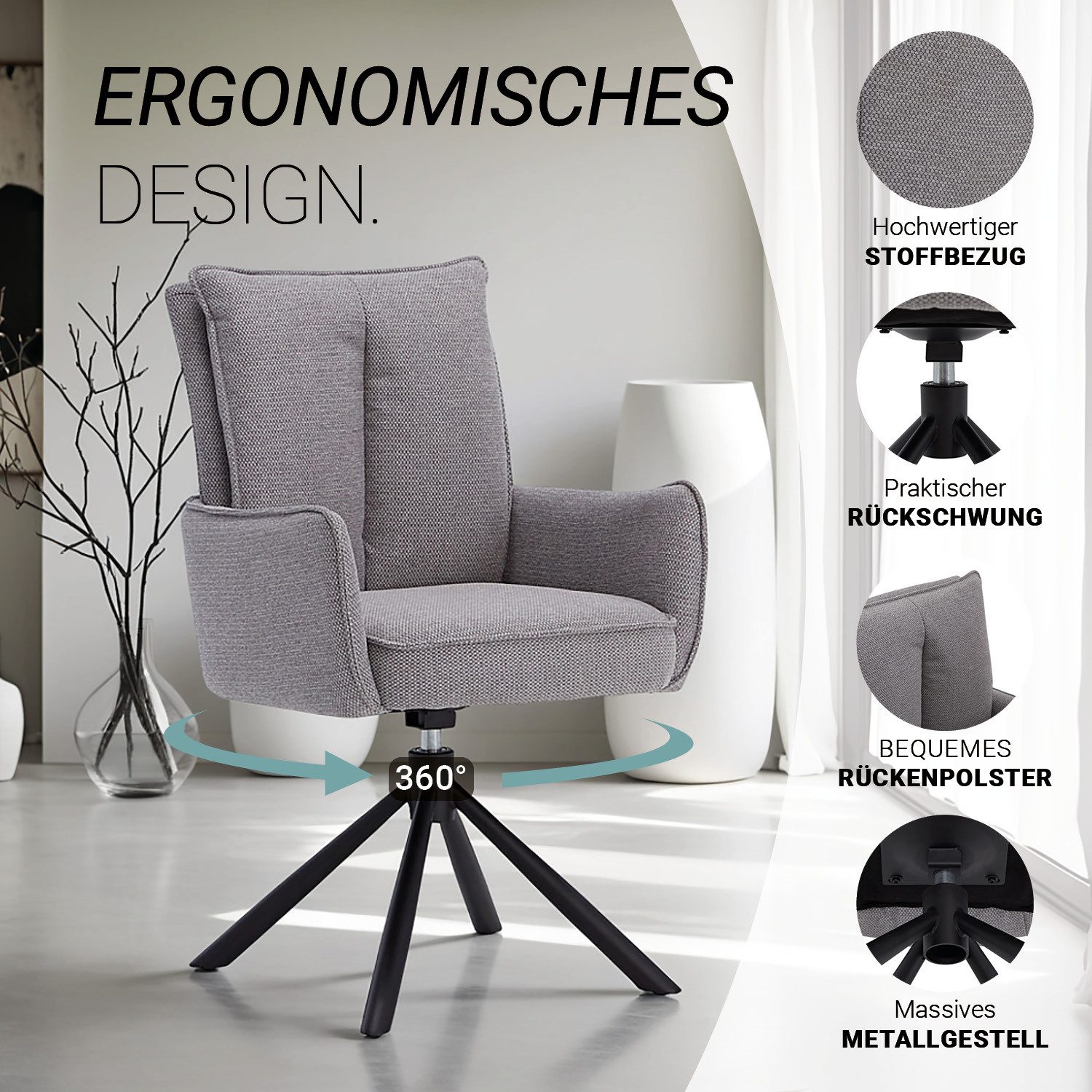 Homestyle4u Polsterstuhl Polstersessel Stühle Esstisch Esszimmerstuhl günstig online kaufen