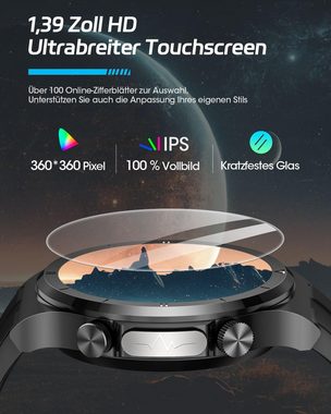 DEKELIFE Telefonfunktion Herren's IP68 Wasserdicht Fitness Tracker Smartwatch (1,39 Zoll, Android/iOS), mit HD Voll Touchscreen, Armbanduhr Schlaf/Herzfrequenz/Spo2