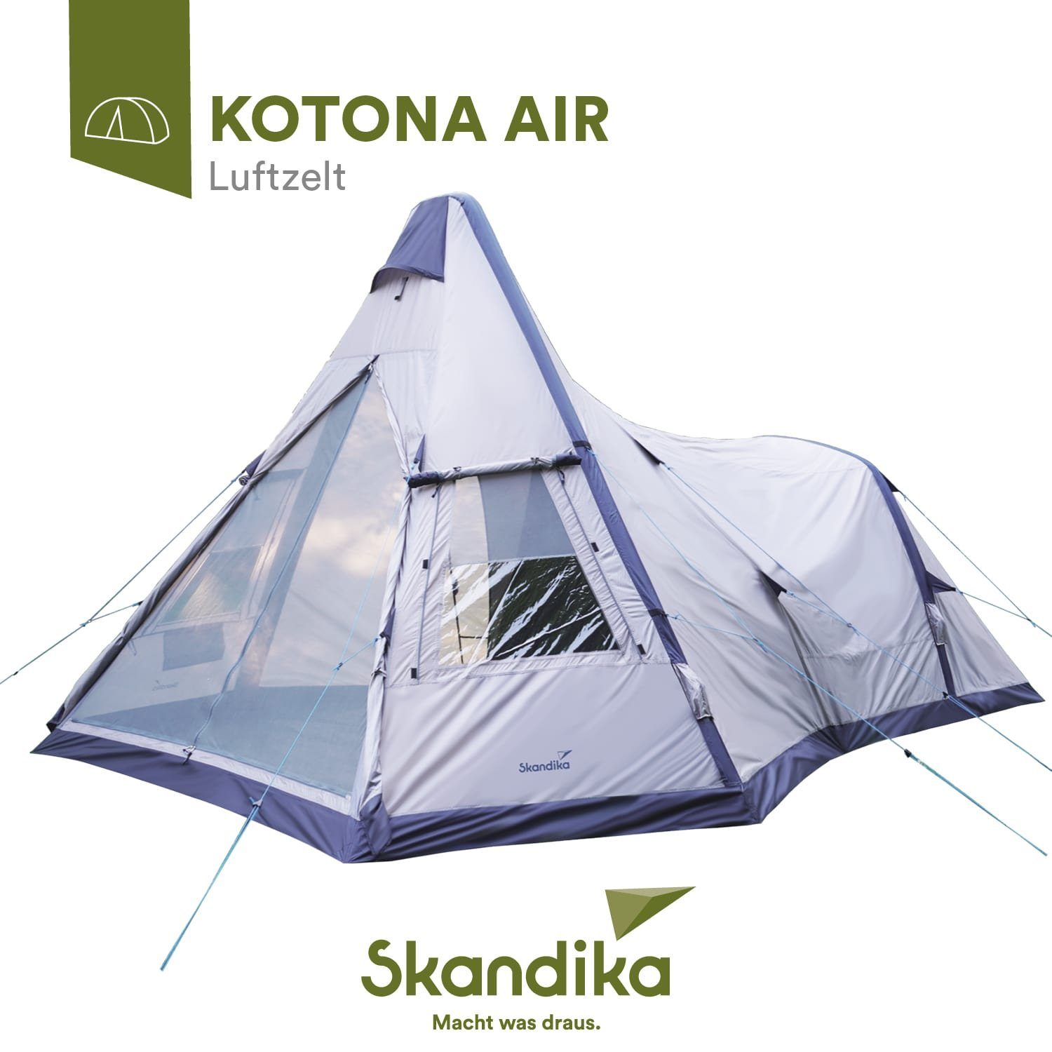 Skandika aufblasbares Zelt Luftzelt Air Tipi Kotona, für 4 Personen,  eingenähter Zeltboden