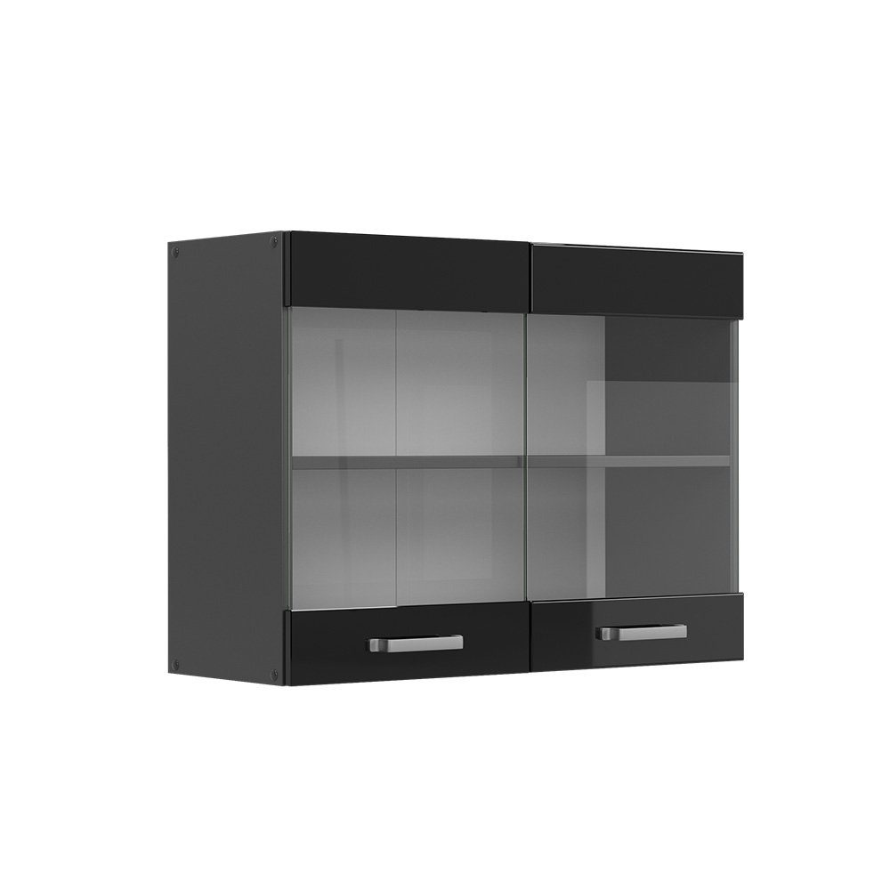 Vicco Glashängeschrank R-Line, Schwarz Hochglanz/Anthrazit, 80 günstig online kaufen