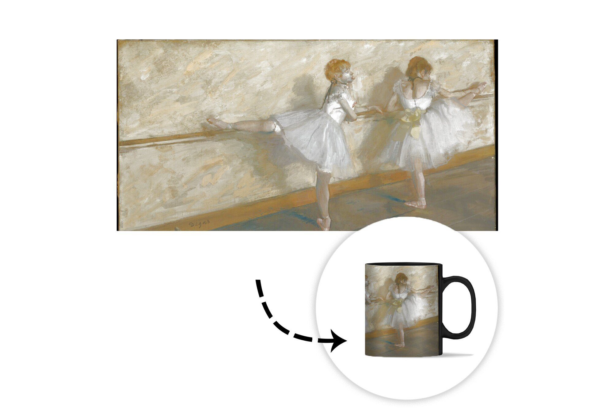 Kaffeetassen, MuchoWow Teetasse, Zaubertasse, Tasse an von Keramik, üben Barre der - Degas, Tänzerinnen Edgar Geschenk Farbwechsel, Gemälde