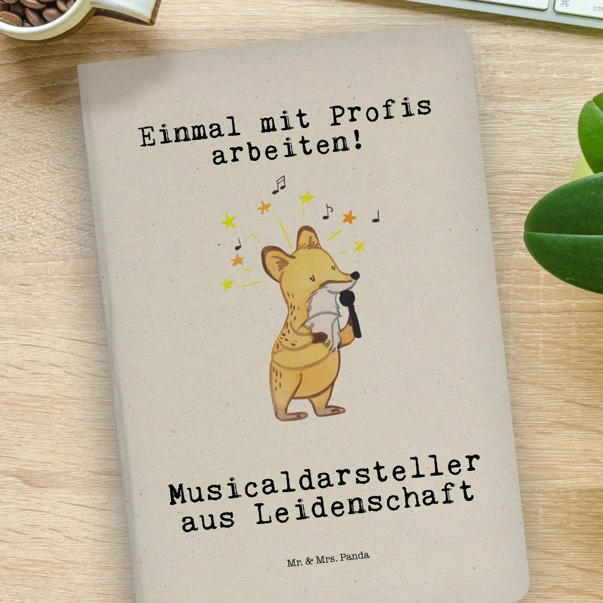 Thumbnail - Mr. & Mrs. Panda Notizbuch Musicaldarsteller Leidenschaft - Transparent - Geschenk, Arbeitskolle Mr. & Mrs. Panda, Echte...
