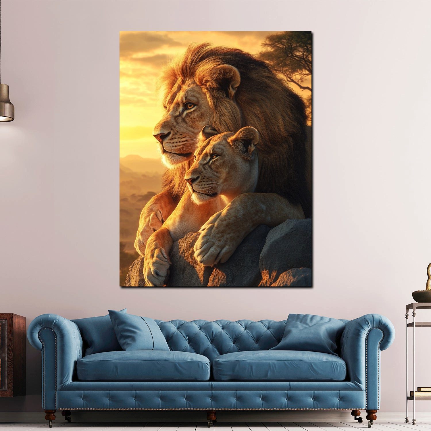 Artedinoi Leinwandbild Löwen majestätische Raubkatzen Leinwandbild Wandbild Kunstdruck XL Wan, Majestätische Löwen