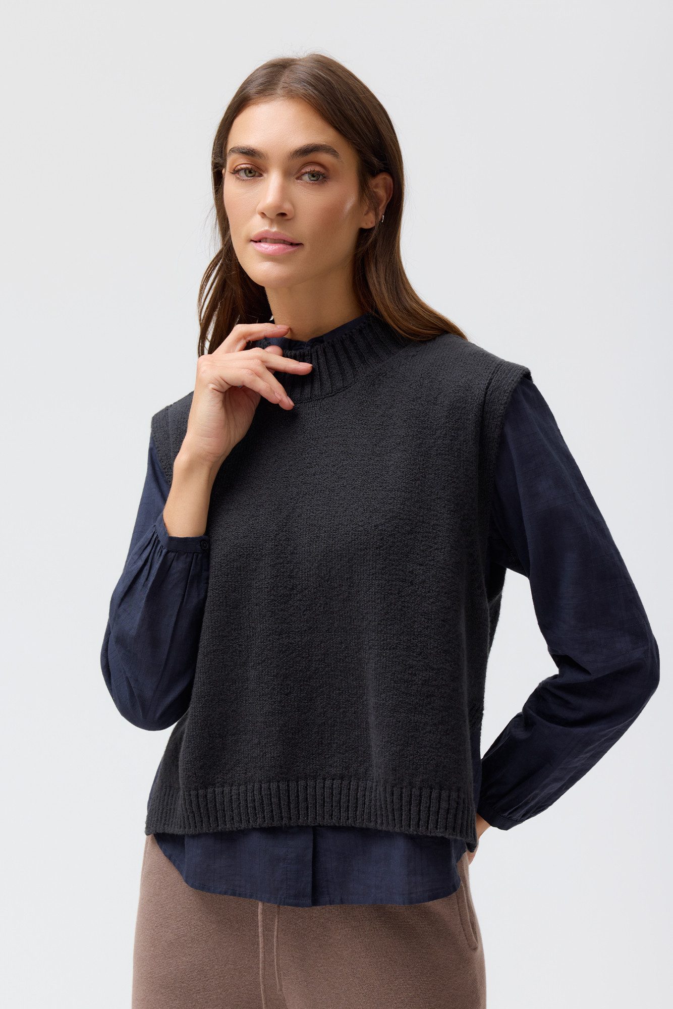 People Wear Organic Pullunder blau uni GOTS zertifiziert